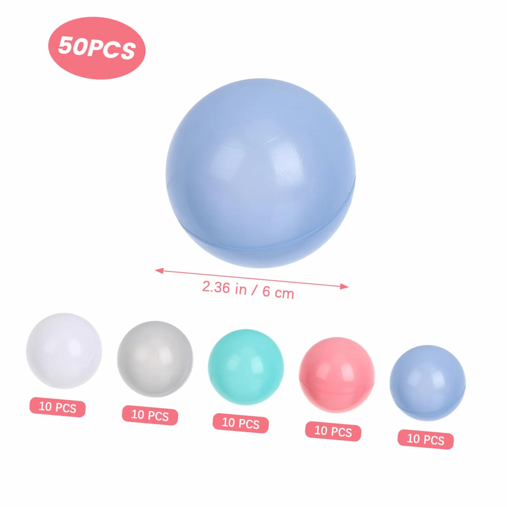 50 Palle Oceaniche Da 6 Cm in Plastica Per Piscina Di Palline Bambini, Giocattolo Da Bagno Educativo Multicolore Per Ragazzi e Ragazze