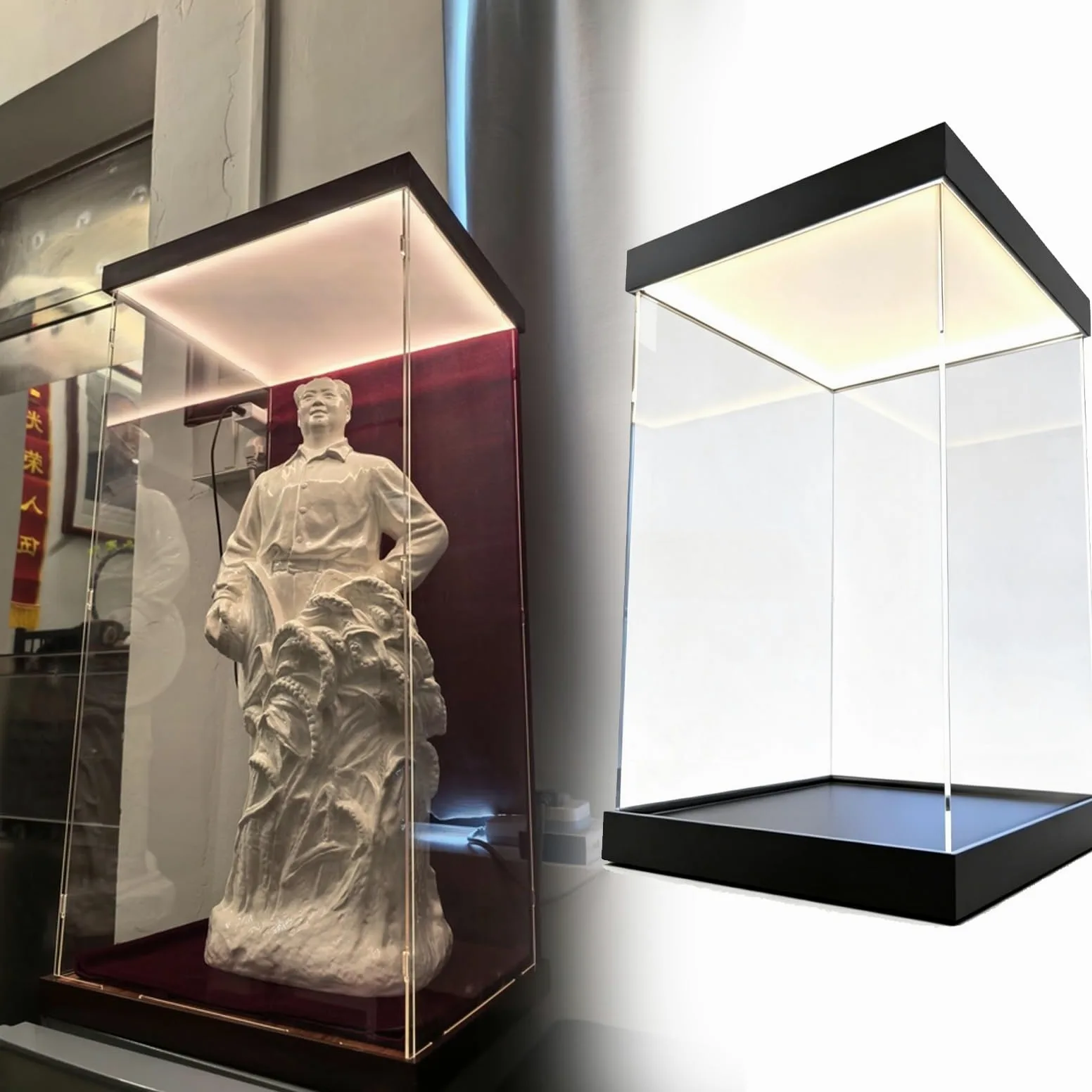 Vetrina Espositiva Vetrina In Acrilico Nero Con Illuminazione A LED Per Oggetti Da Collezione