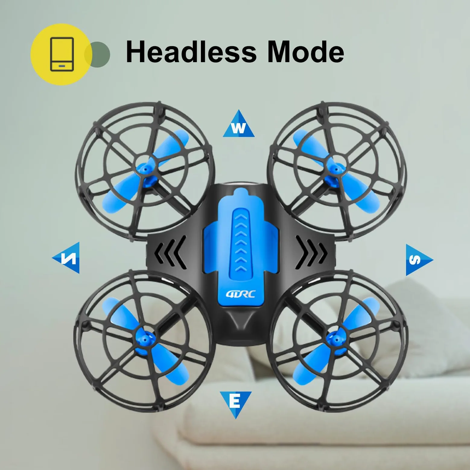 4DRC V18 Mini Dron con 2 Controlli per Bambini, Principianti, Flip 3D, Luci, Modalità Senza Testa, 3 Velocità, Planata Auto, Altitudine Fissa, 2 Batterie, Quadricottero RC, Regalo per Ragazzi