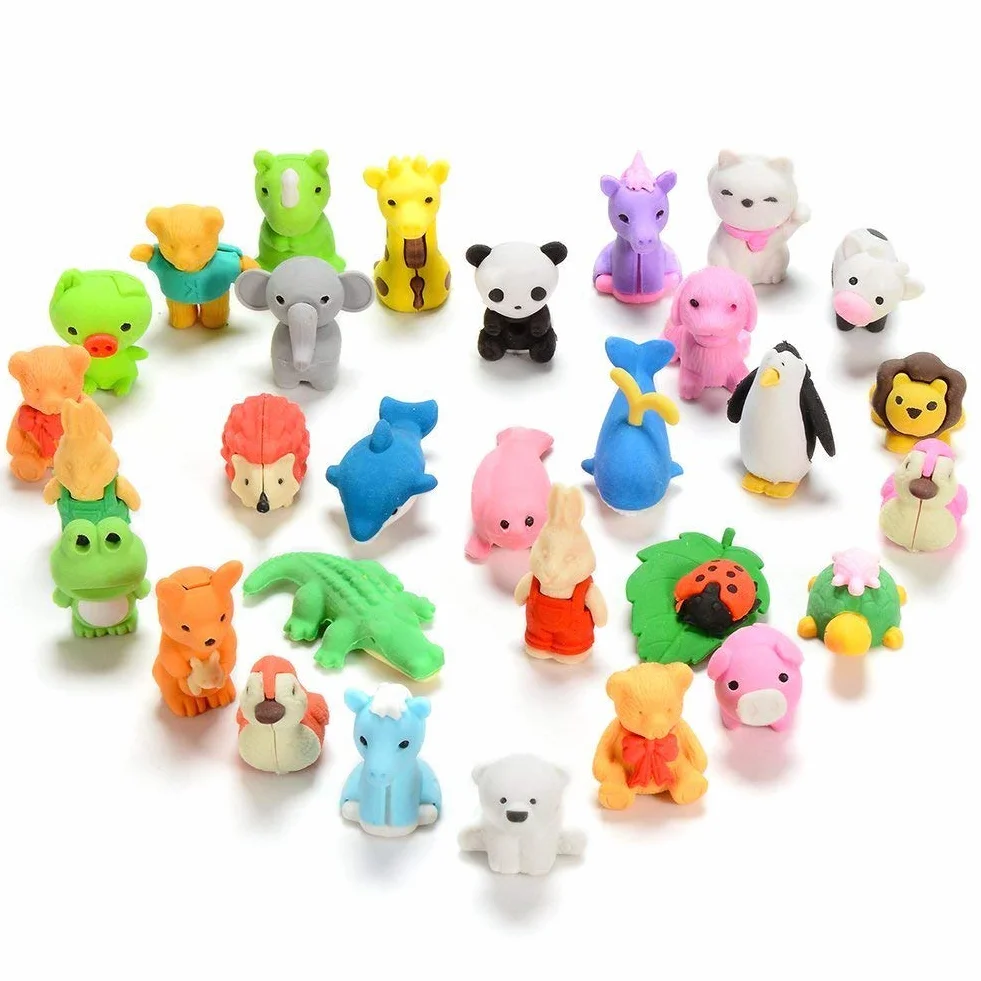 Set da 30 pezzi, collezione di adorabili gomme per matita a forma di animali dello zoo, regalo per bambini e per San Valentino