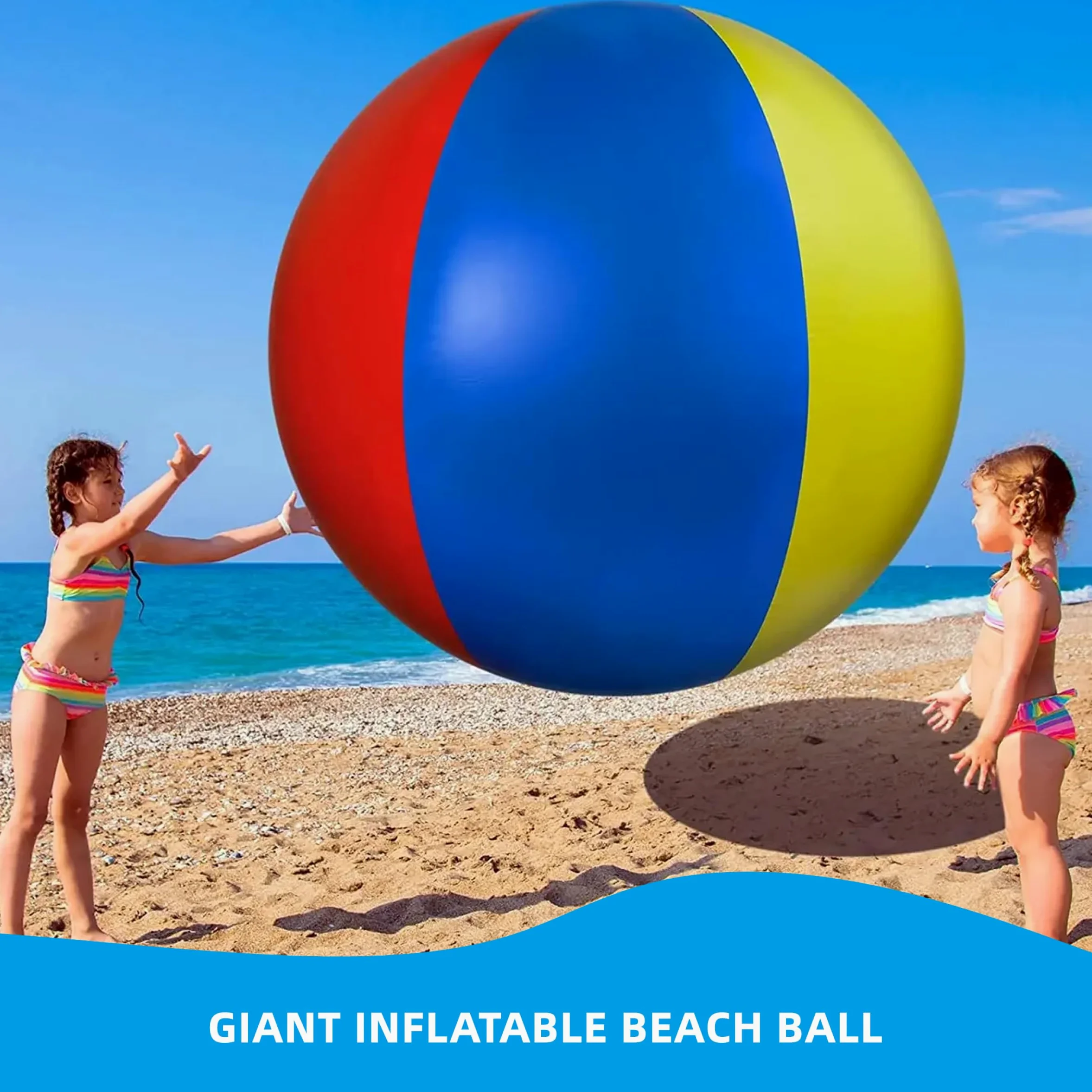 Palla gonfiabile gigante, pallone da spiaggia gonfiabile gigante, palline da gioco in morbido PVC per divertimento in famiglia all'aperto, rosso/giallo/blu, 100 cm/39, 37 pollici.