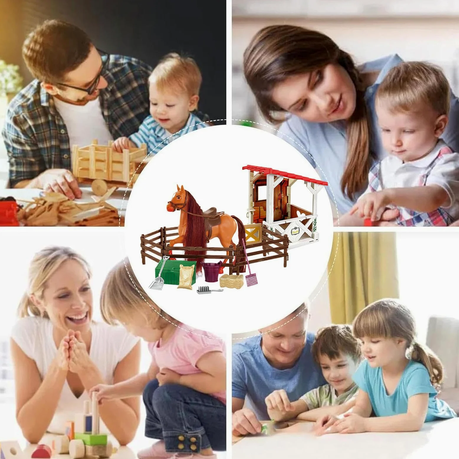 Set Giocattolo Set di Giocattoli Realistico del Club Equestre con della | Per Bambini Piccoli Compleanno Immaginativo Fattoria Con Stalla Figurine E Fienile