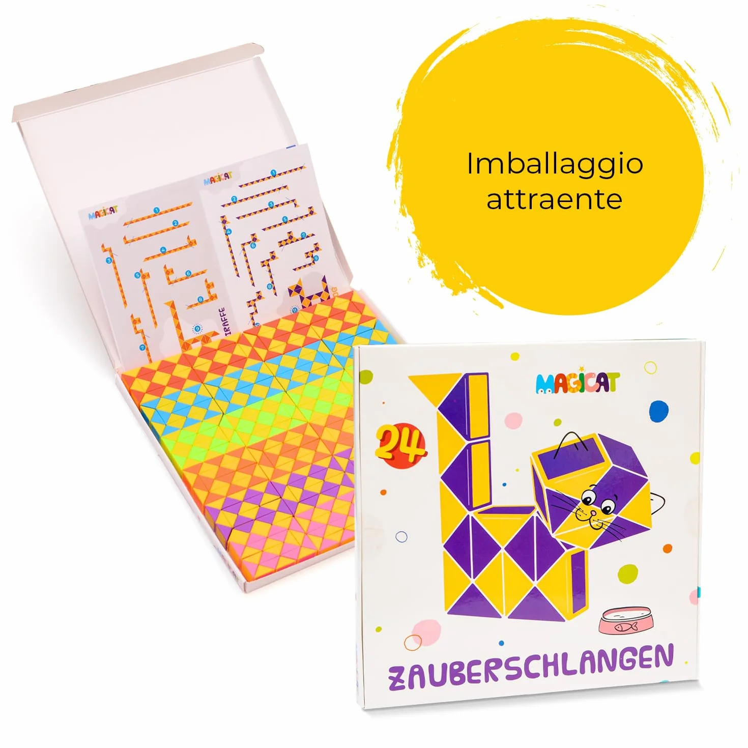 Magicat 24 Serpenti magici | Giocattolo cubo Magico Twist Puzzle, 24 Pezzi à 24 Blocchi, Costruzione Diversi Oggetti per Bambini e Adulti…