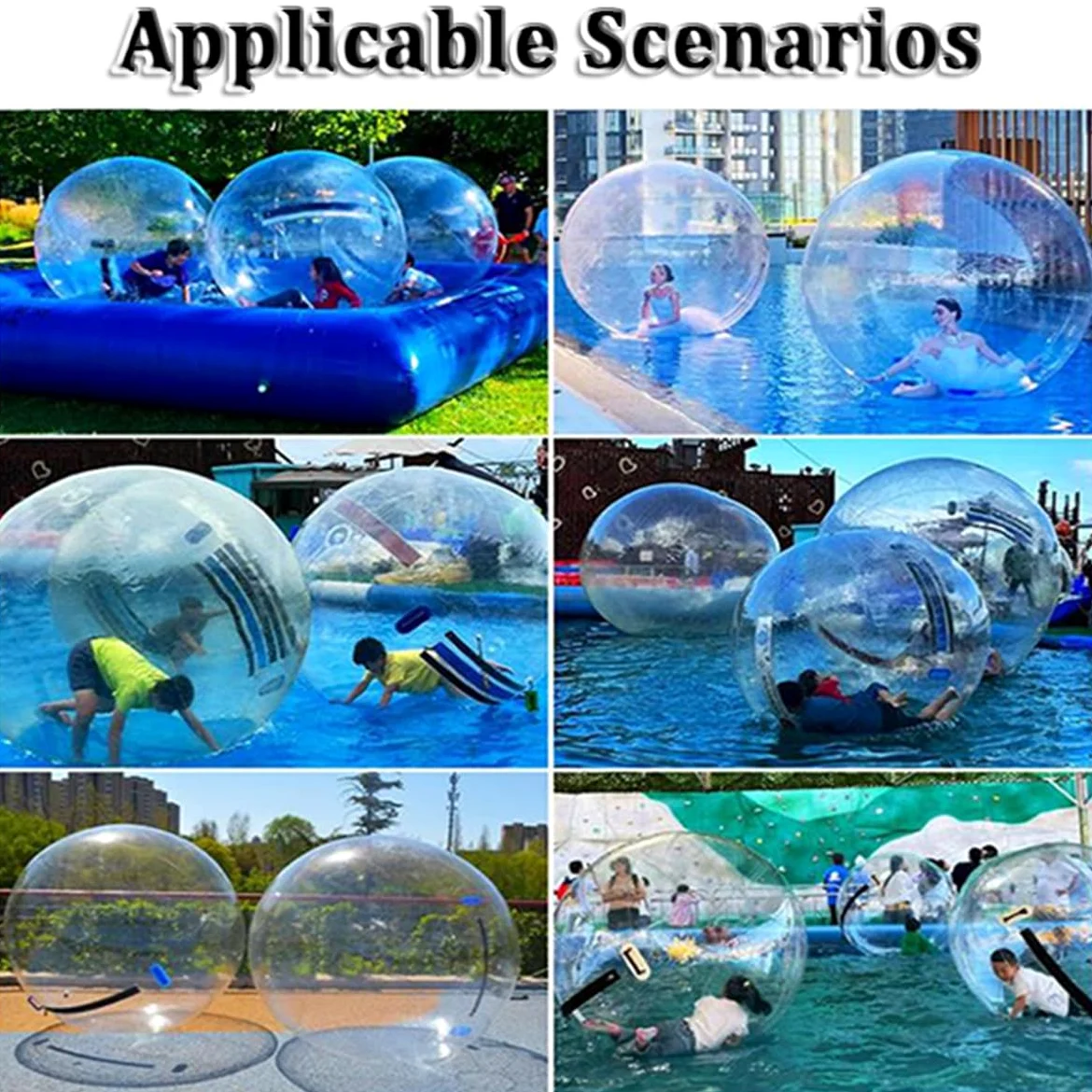 Palla da piscina in PVC - Palla da passeggio in acqua da 1,5/1,8/2/2,5 m con pompa ad aria elettrica, palla da passeggio trasparente in acqua, attrezzatura gonfiabile per l'intrattenimento,1.5m