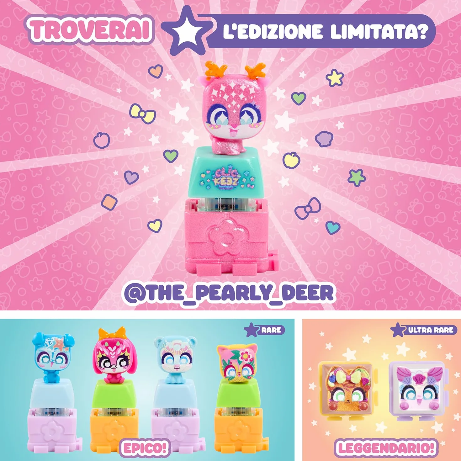 CLICKEEZ Multipack Serie 2 5 Mini Figure Kawaii Keycap Trasformabile Portachiavi Fidget Toy Sensoriale Effetto ASMR Gioco Collezionabile Da 6 Anni