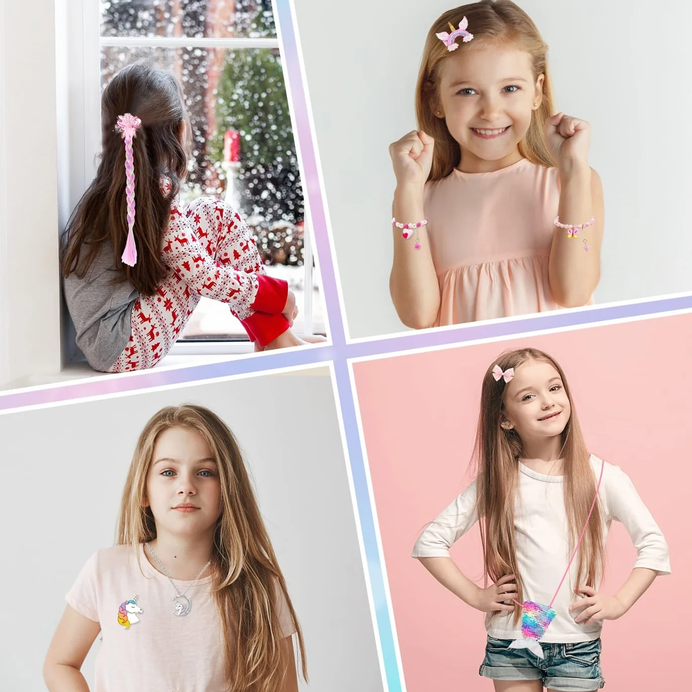 iZoeL Calendario Avvento 2025 Bambina Unicorno Bambina Regalo Calendario Avvento Make Up - Unicorno Braccialetto Collana Anello Gioielli Make Up, Regali Natale per Figlia Nipote Sorella