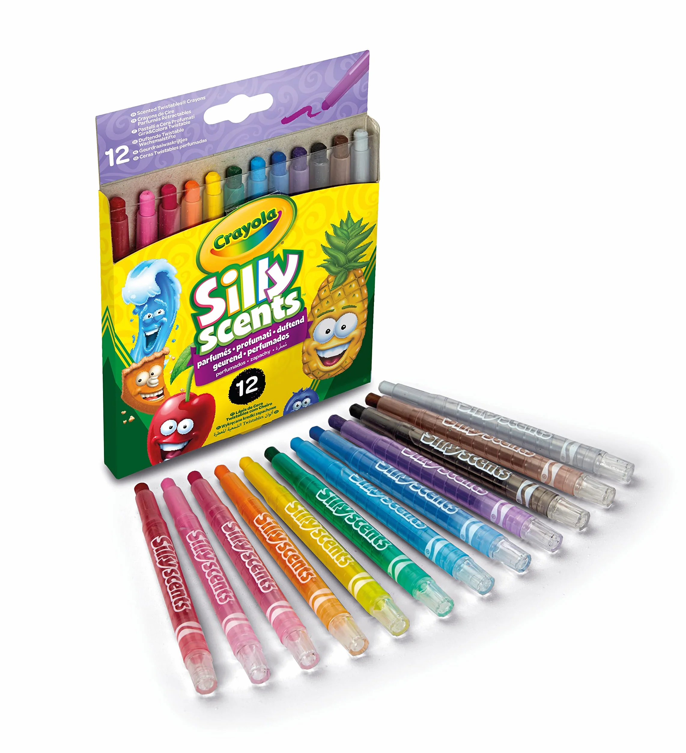 CRAYOLA Profumelli Pastelli a Cera Profumati Gira e Colora, per Scuola e Tempo Libero, Assortiti, Multicolore, 12 Unità, Colori e profumi diversi
