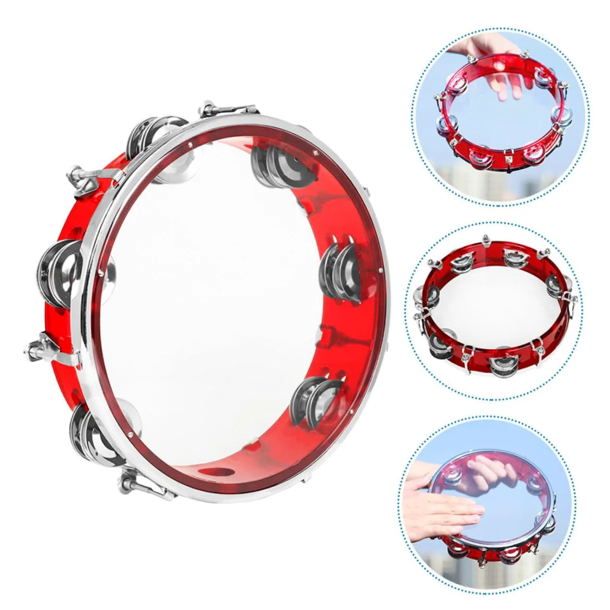 BESTonZON Tamburello Portatile Mano per Ragazzo Ragazza Strumento Musicale Percussione Leggero e Resistente per Feste e Attività Didattiche