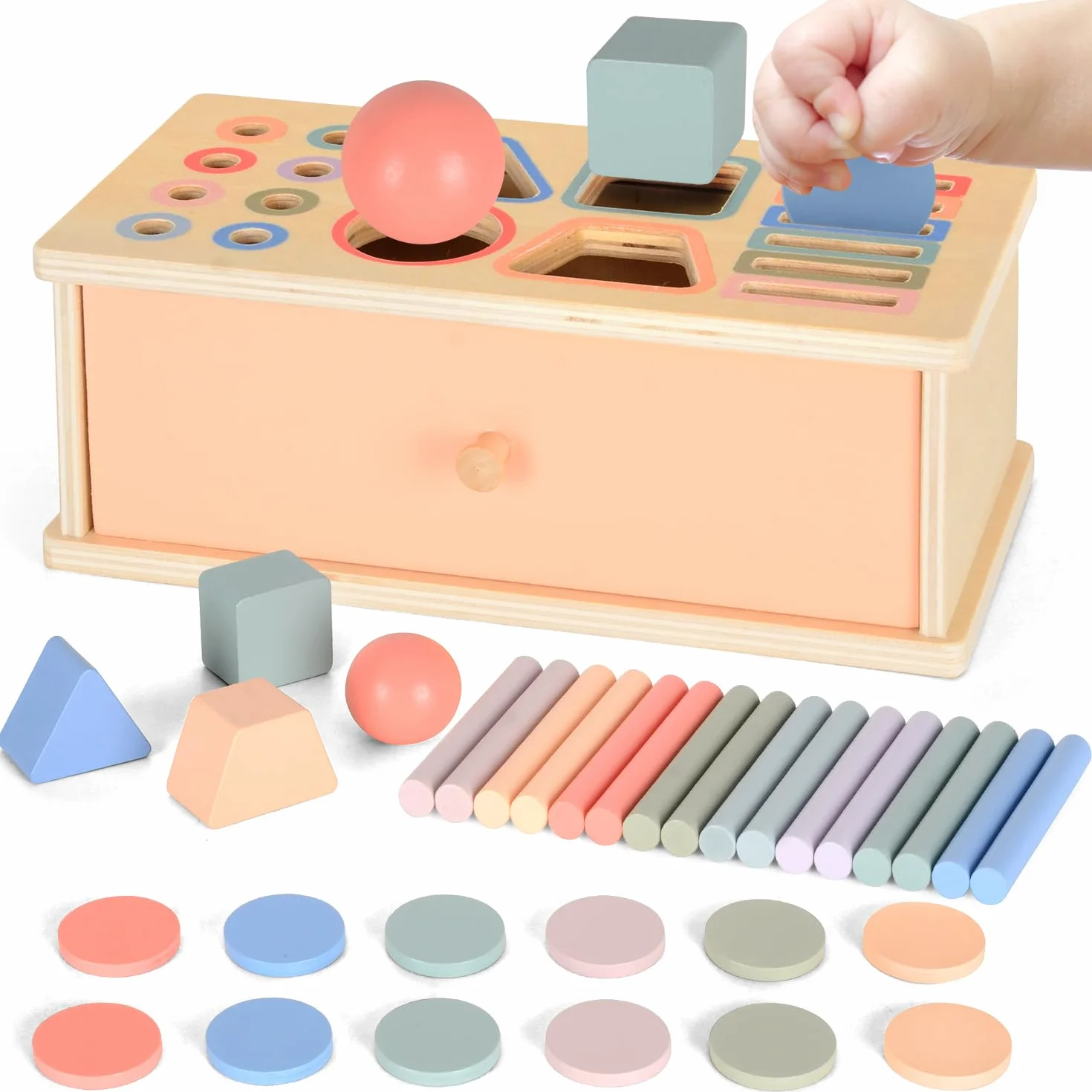 Giochi Montessori 1 Anno, Giochi Scatola Legno Montessori Bambini, Gioco Ordinamento Colori, Ordinare e Impilare Giocattoli Educativi 1 2 3 Anni, Giocattoli Sensoriali Montessori Regalo per Bambina