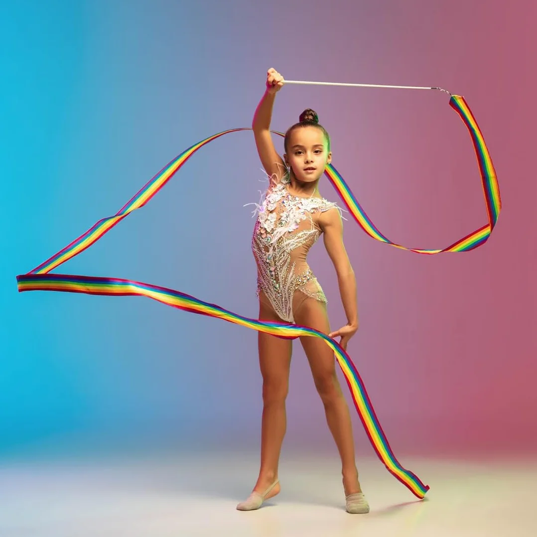 2 Pezzi Nastri di Ballo, Nastro da Ginnastica, 4m Nastri da Ballo, Nastro da Ballo, Nastro Ginnastica Ritmica, Dance Ribbons, Nastro per Ginnastica Ritmica, Ginnastica Ritmica Bacchetta
