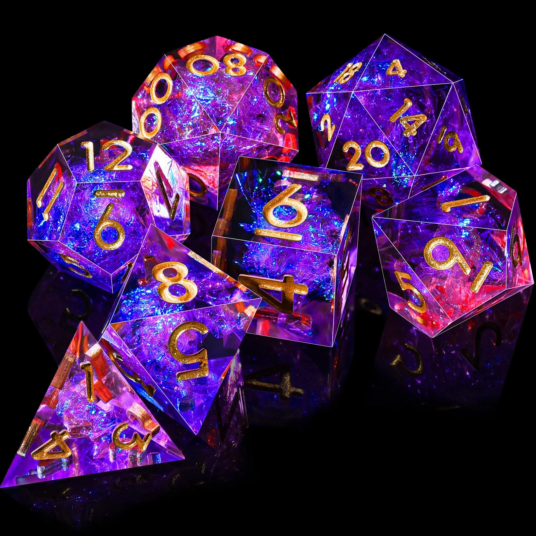 SIQUK 7 Pezzi Dadi Poliedrici Dadi da Gioco Polyhedral Dadi 7-Die DND Dice Set D4 D6 D8 D10 D12 D20 D% per DND RPG MTG Dungeon and Dragons, Pesca & Blu