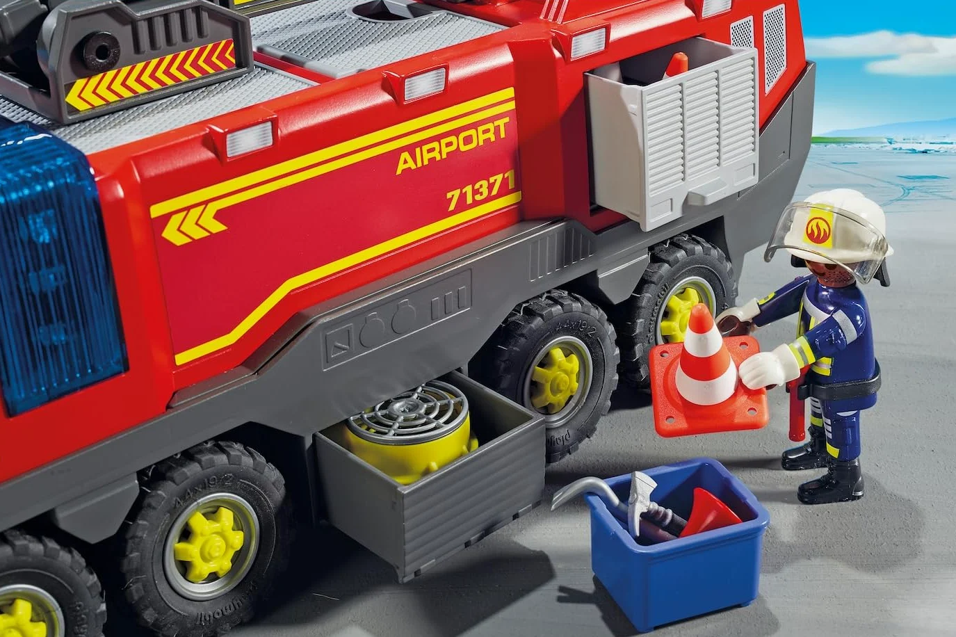 PLAYMOBIL 71371 veicolo antincendio aeroportuale con luce e suono, Piccolo