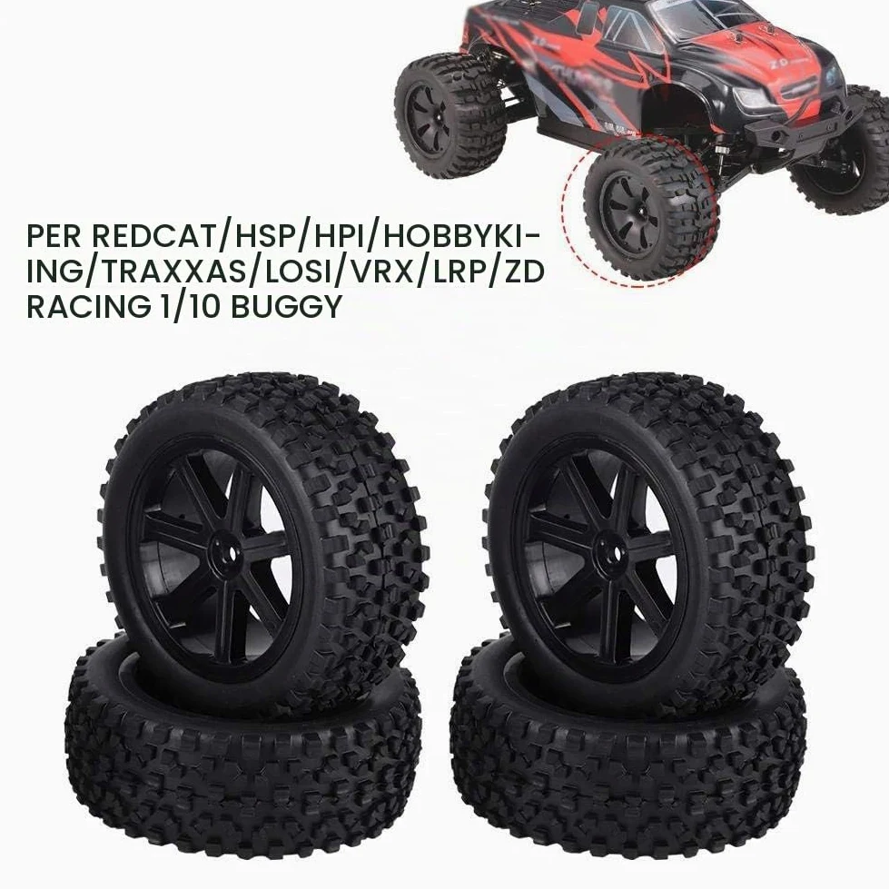 Dilwe 1/10 Pneumatici Fuoristrada,4pcs Pneumatici per Auto RC Gomma del Camion RC Accessorio per Ruote Gommate Ruote e Pneumatici per Veicoli RC Parti per 1/10 ZD Corsa Crawler