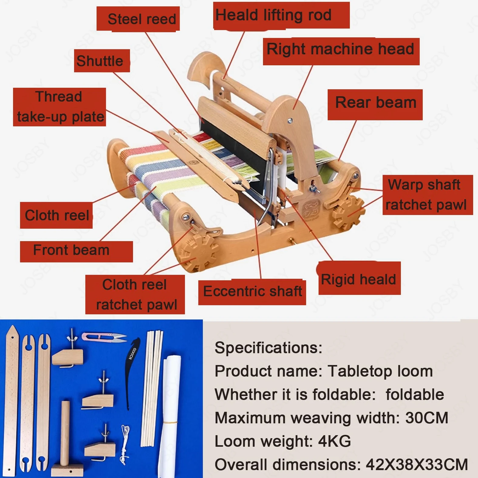 Kit per tessitura in legno per principianti con telaio regolabile e telaio rigido per tessitura artigianale, ideale per adulti e bambini progetti creativi di famiglia