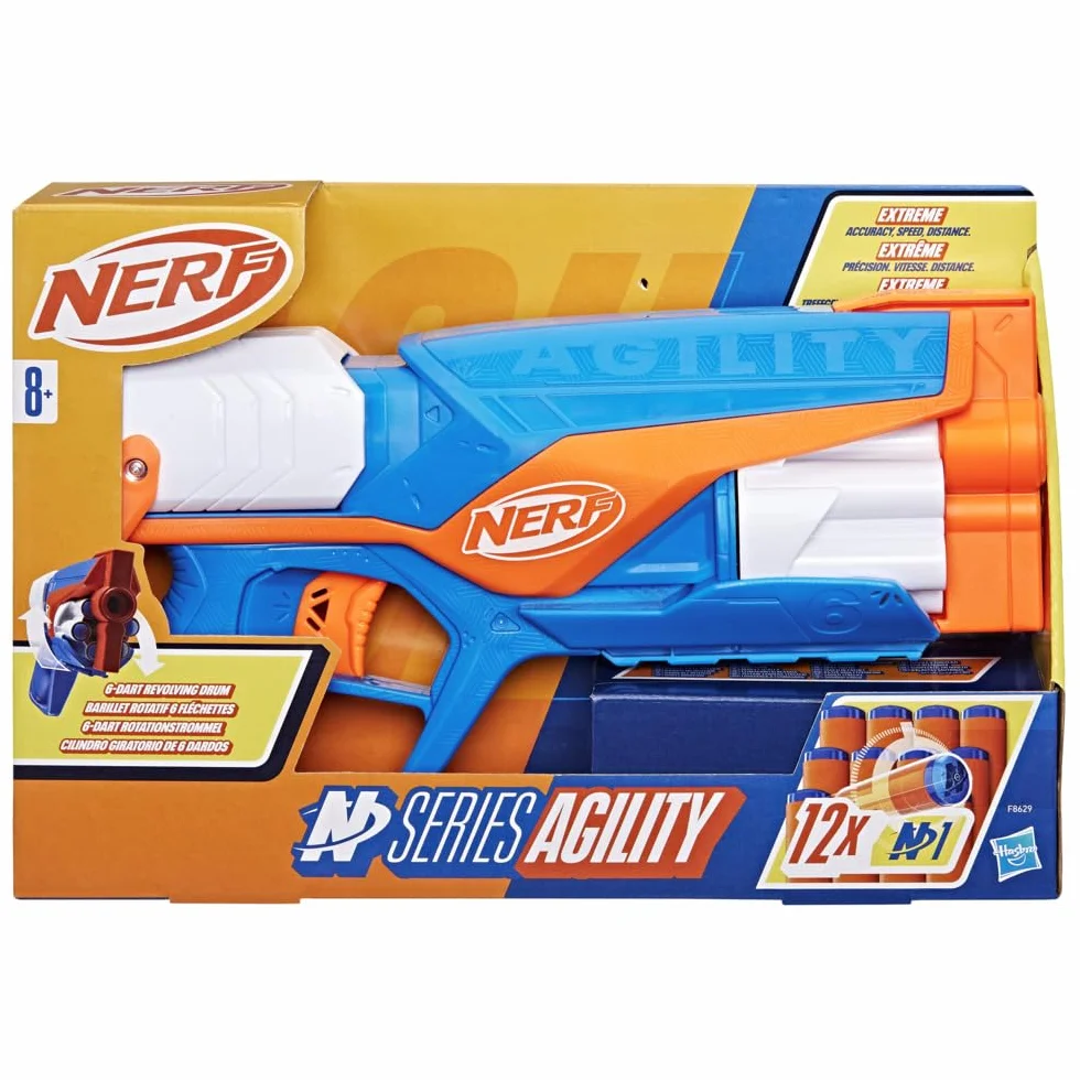 Hasbro Nerf N Series Blaster Agility Tamburo Rotante 6 Dardi Plastica 12 Dardi Gommapiuma Regalo Bambini 8+
