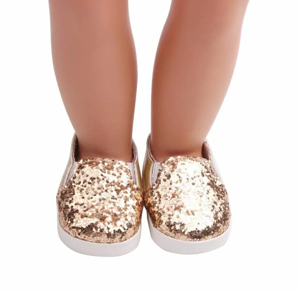 Scarpe da Bambola Scarpe da Ginnastica Casual per bambole American Girl / New Born Baby con paillettes da 18 pollici
