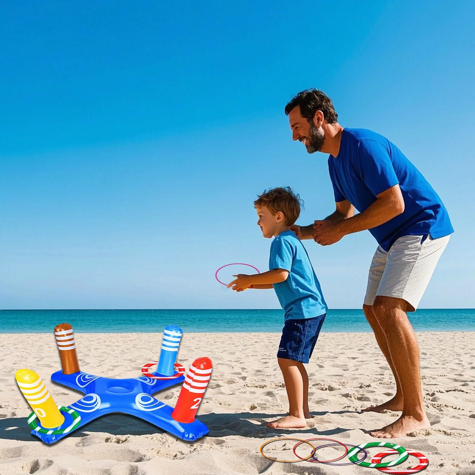 Giochi Gonfiabili per Piscina, 10 Pezzi Giocattoli Gonfiabile Piscinas Adulti con Croce Giocattoli Piscina Gonfiabile Anelli da Lancio, Giochi Gonfiabili Piscinas, Gioco di Lancio ad Anelli per Adulti