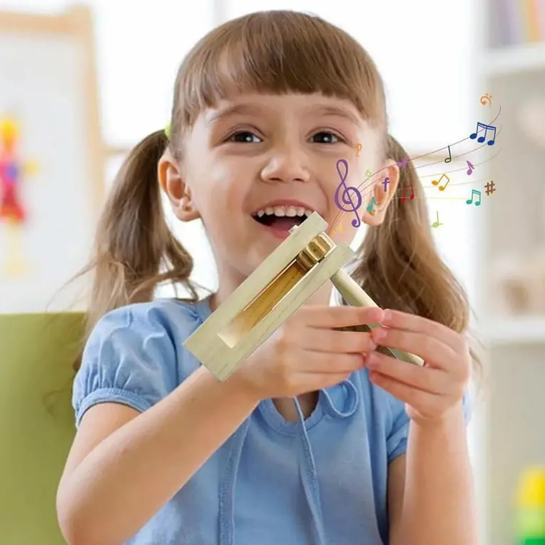 2 Pezzi Strumenti Musicali Bambini, Cricchetto in Legno Raganella Legno, Giocattolo Tradizionale Matraca Raganella, Tamburo Strumento Musicale, per Le Prime Feste di Giochi di Insegnamento
