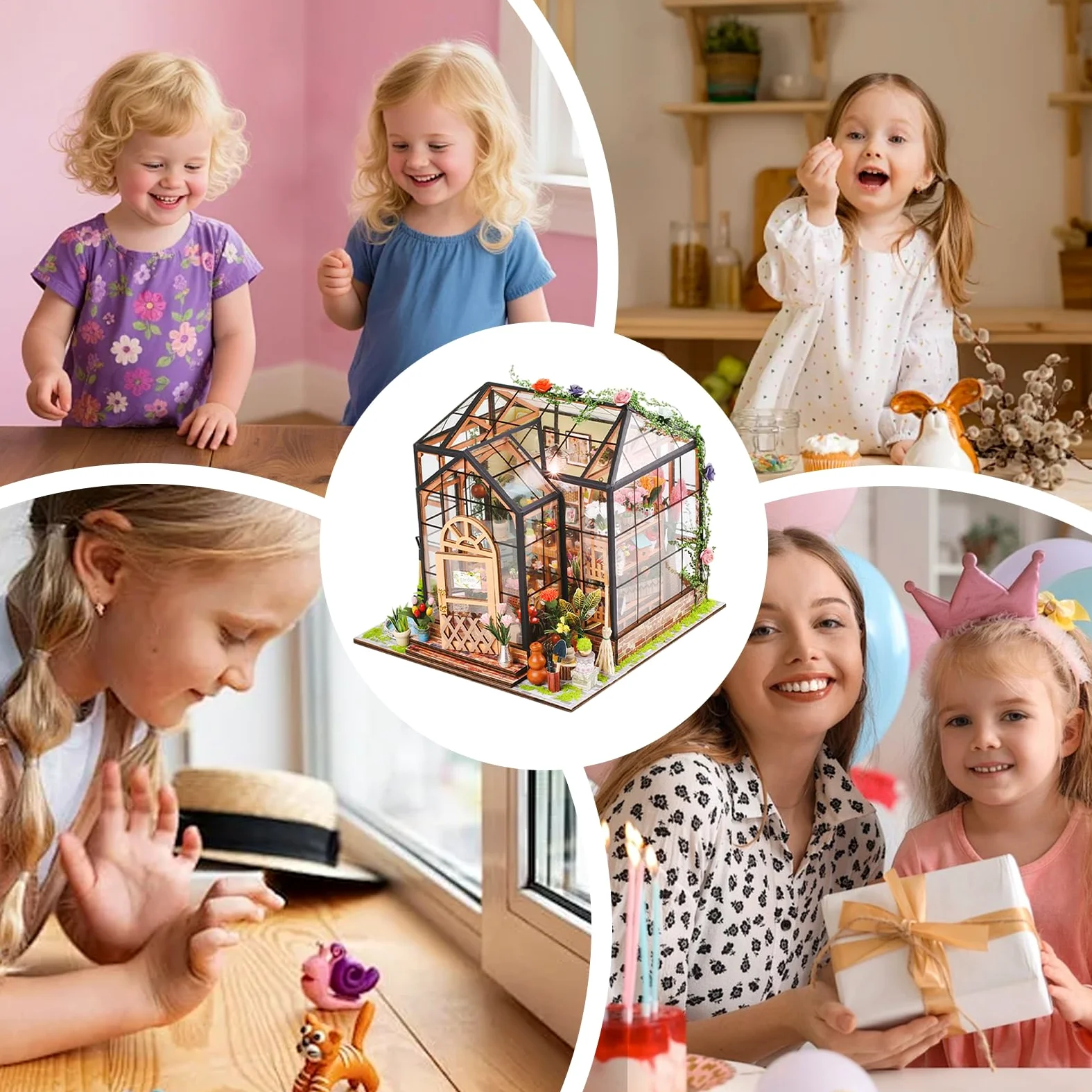 Kit Casa Miniatura Artigianale 3D Serra in Legno Puzzle DIY | Casa Mobili e Colla per Attrezzi Progetti Fai-da-te Creativi per Arredo di Mini Casa per Natale e Compleanno