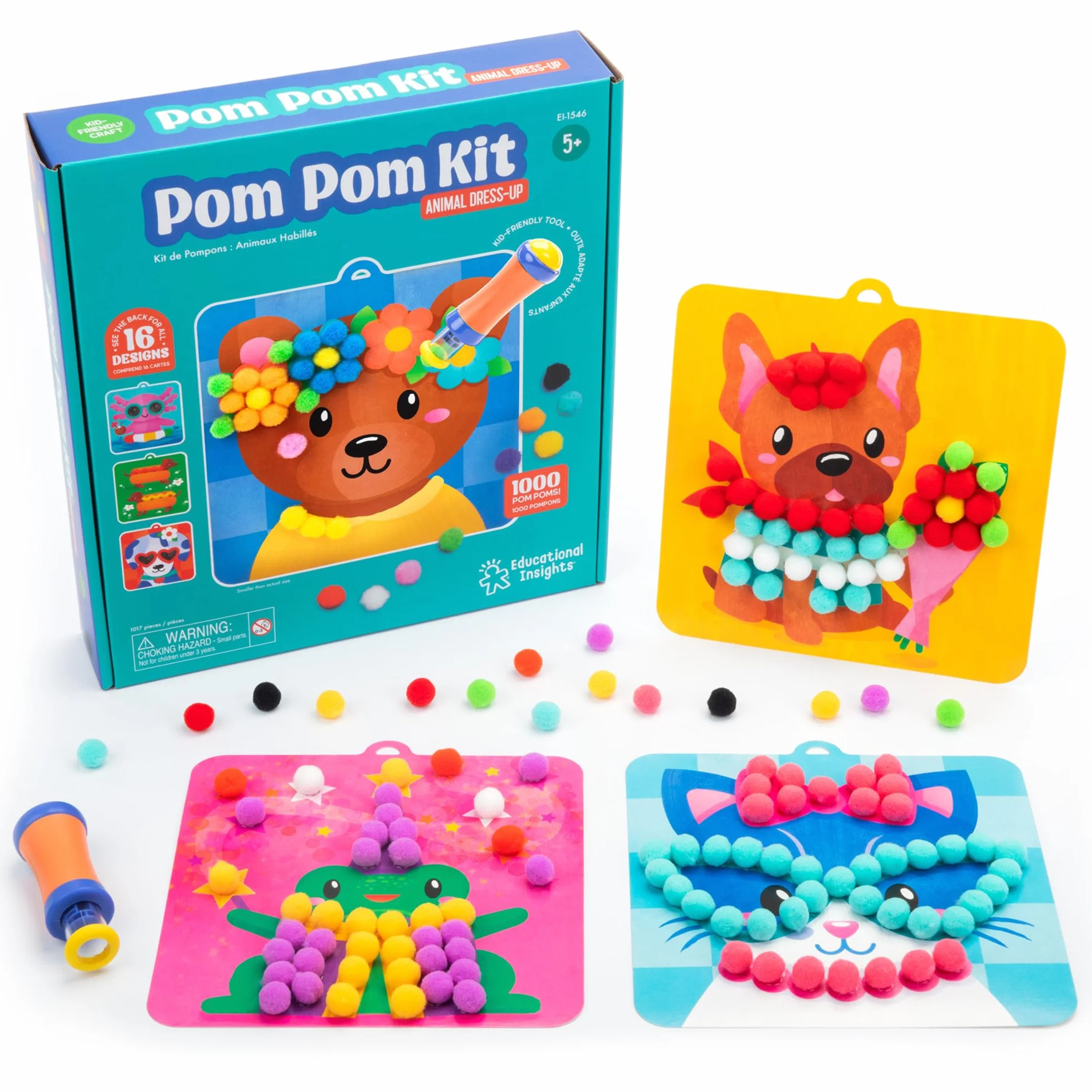 Learning Resources Kit PON-PON, Giocattoli per Bambine e Bambini di 5 Anni, Arti e Mestieri per Bambini, Kit Riutilizzabile con 16 attività, Oltre 1000 Pezzi