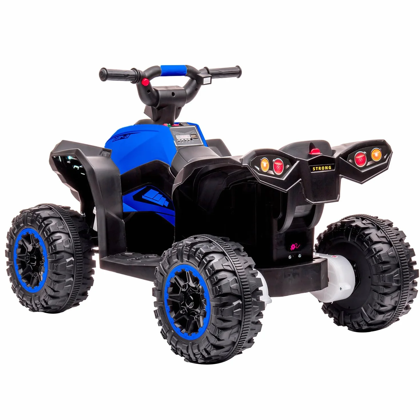 BRICOZONE Quad Elettrico Per Bambini 12V ATV Con Doppio Motore 35W Luci LED Musica MP3 USB Due Velocità 3 6 Km H Per Bambini 3 5 Anni (Blu)