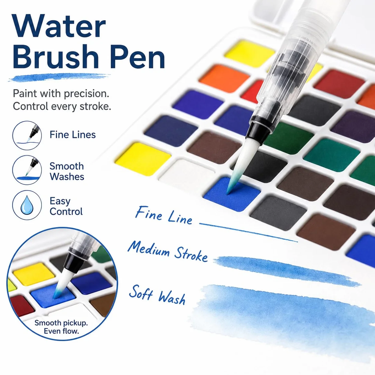 Artme Acquarelli/Set per pittura ad acquerello con cubo in custodia da trasporto con pennello - 36 colori vivaci, fornitura artistica essenziale.