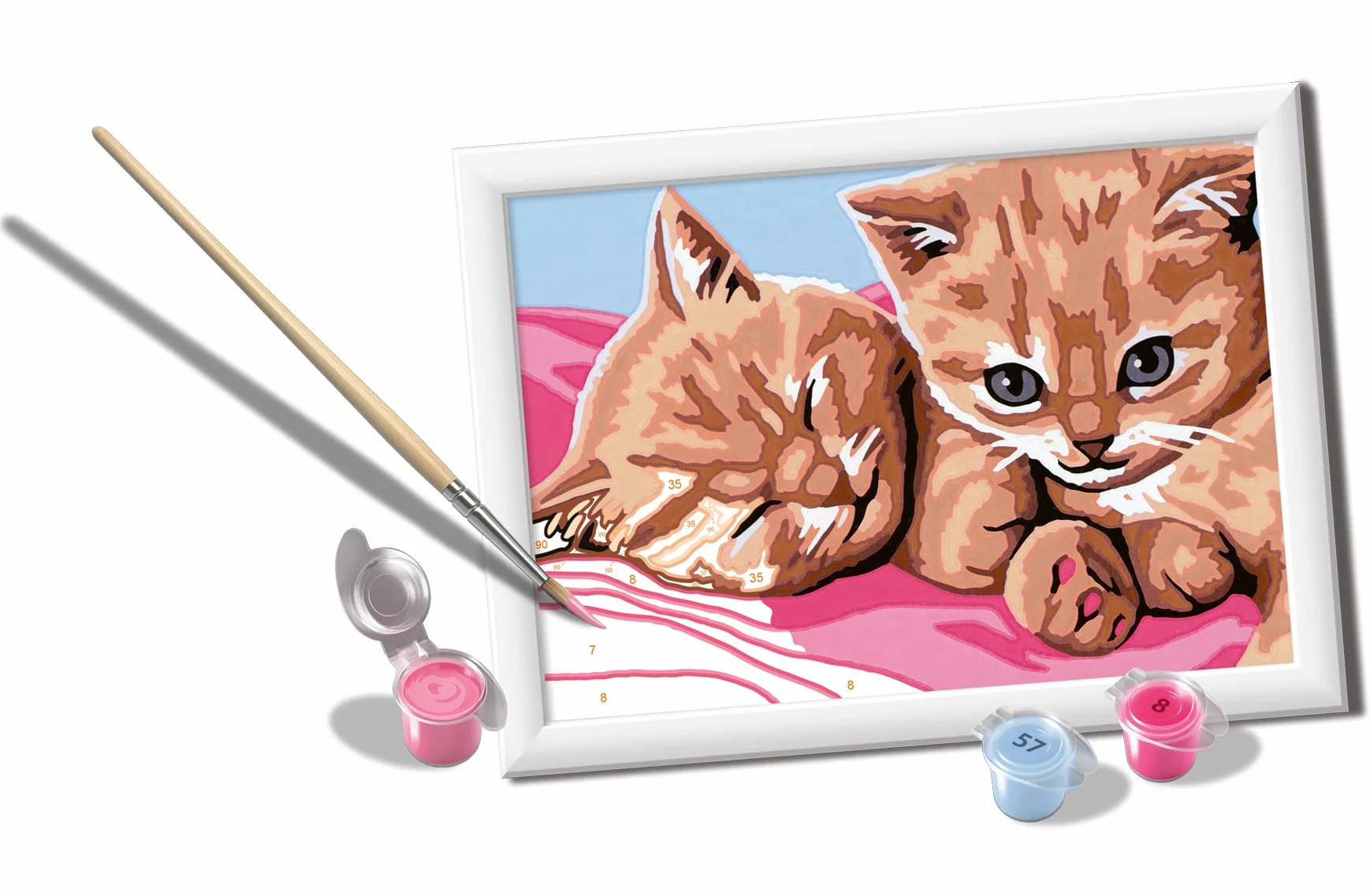 Ravensburger CreArt: Gattini amici – Dipingere con i Numeri per Bambini 9+ Anni, Kit Pittura con Tavole, Cornice, Pennello e Colori Inclusi, 14 x 19 cm, Idee Regalo