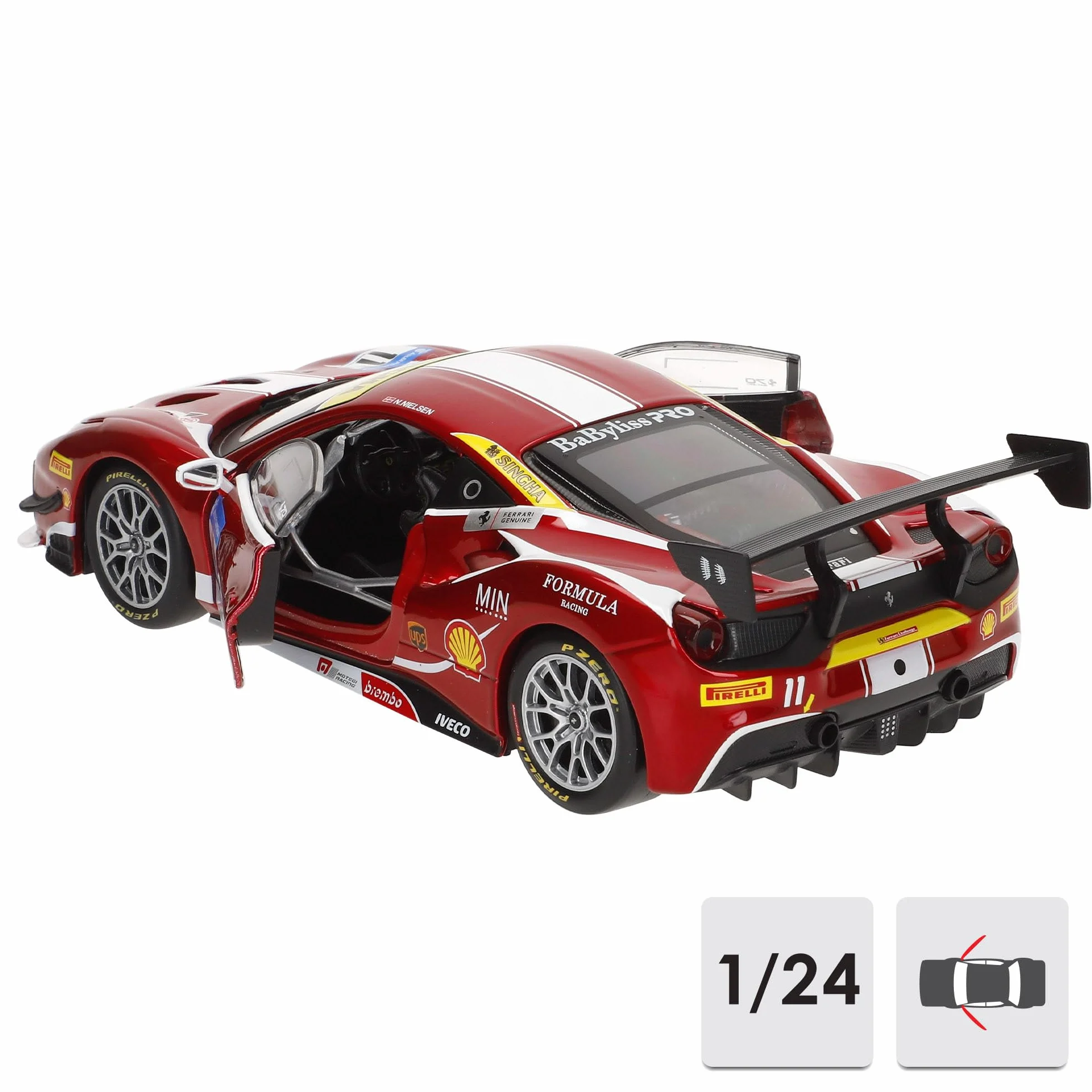 BBURAGO - Ferrari 488 Challenge 2017 Formula Racing - Modellino Realistico Auto in Scala 1:24, Licenza Ufficiale Ferrari, Età Consigliata 3+ Anni