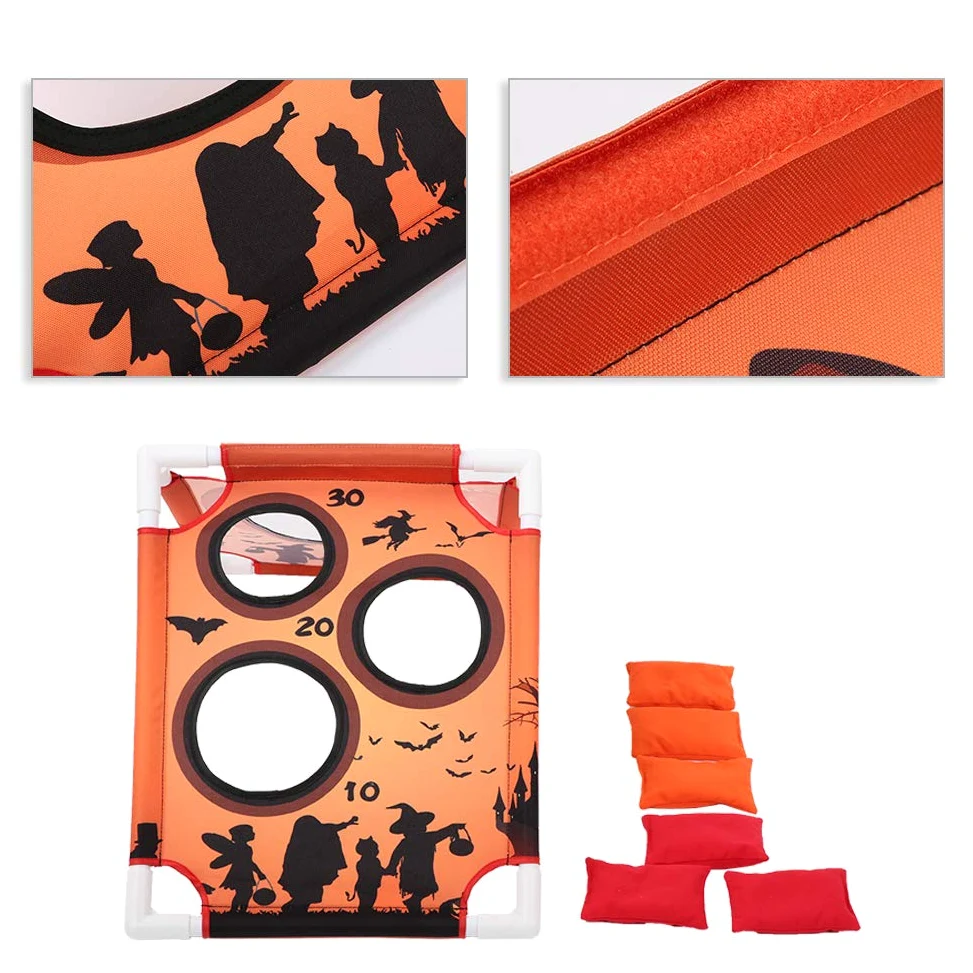 Karlak Gioco di Lancio di Sacchi Sabbia per Bambini, Divertente Gioco società con Motivo Zucca per L'interazione tra Genitori e Figli, Realizzato in Tessuto Oxford, Set con 6 Sacchi Sabbia e Borsa il