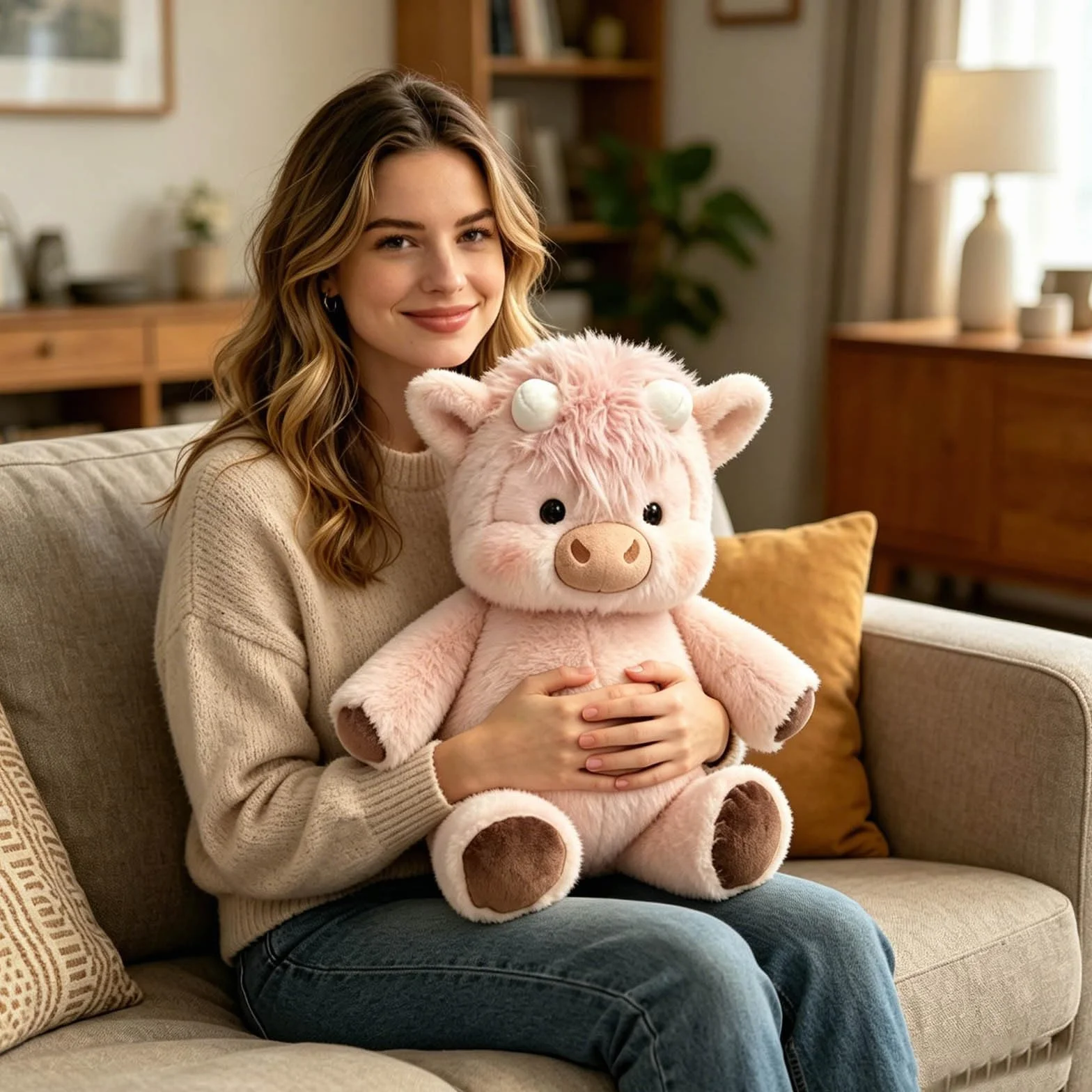 Pupazzo Che Corre – 60cm Adorabile Animale Peluche Mucche Pelosa Per Alleviare Lo Stress, Peluche Che Corre Vitello Che Corre Per Ragazzi E Ragazze, Cuscini In Peluches (Pink, 60, Centimetri)