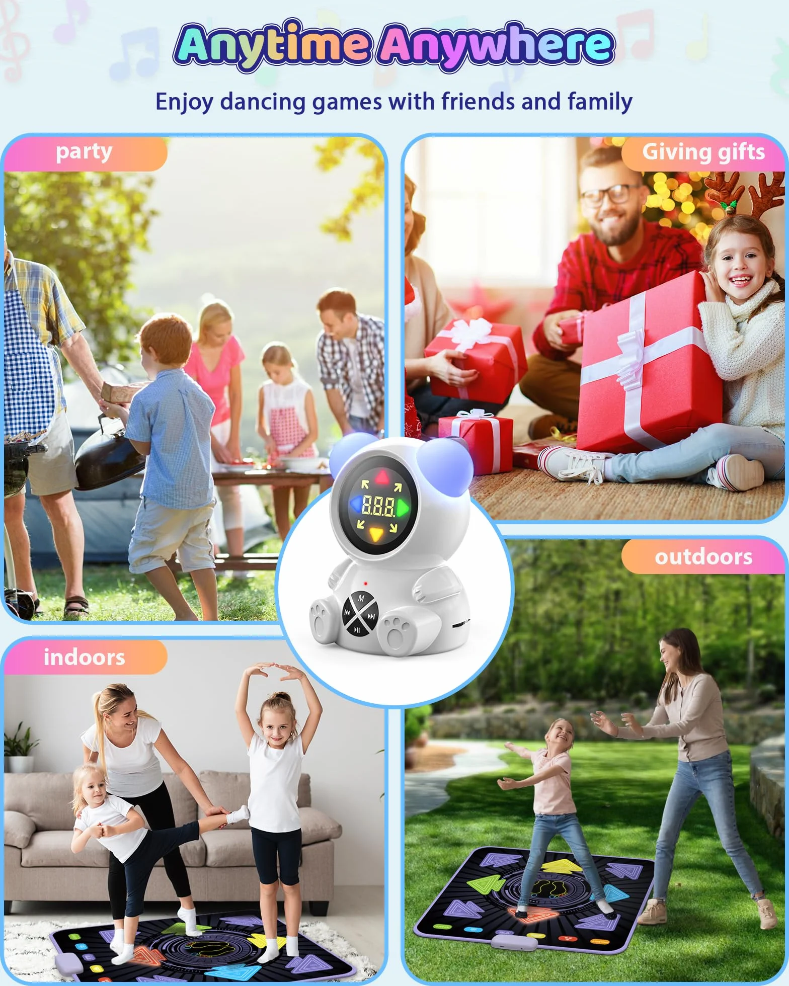 Tappetino da Ballo Ricaricabile per Bambini con Bluetooth e 5 Modalità, Regalo 3-12 Anni