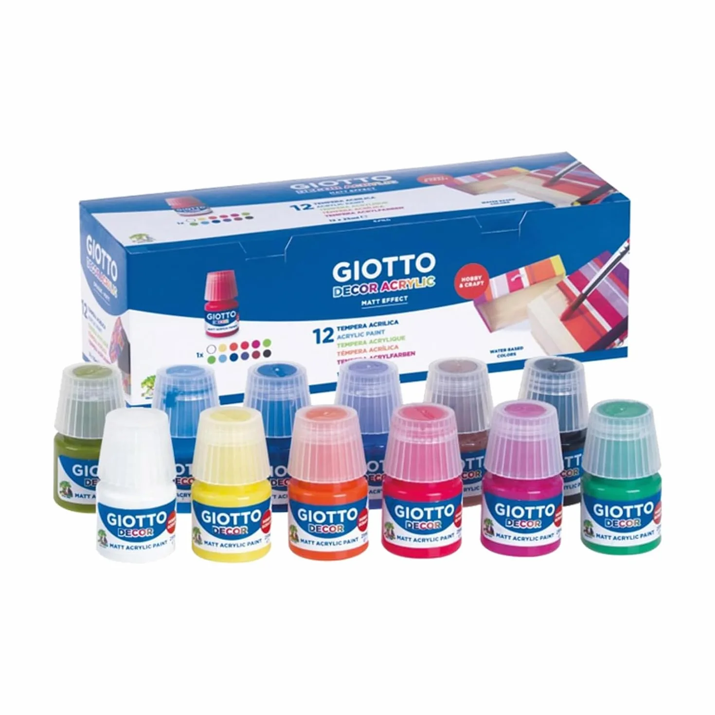 Giotto 530600 Confezione 12 Flaconi Decor Acrylic, 12 x 25ml