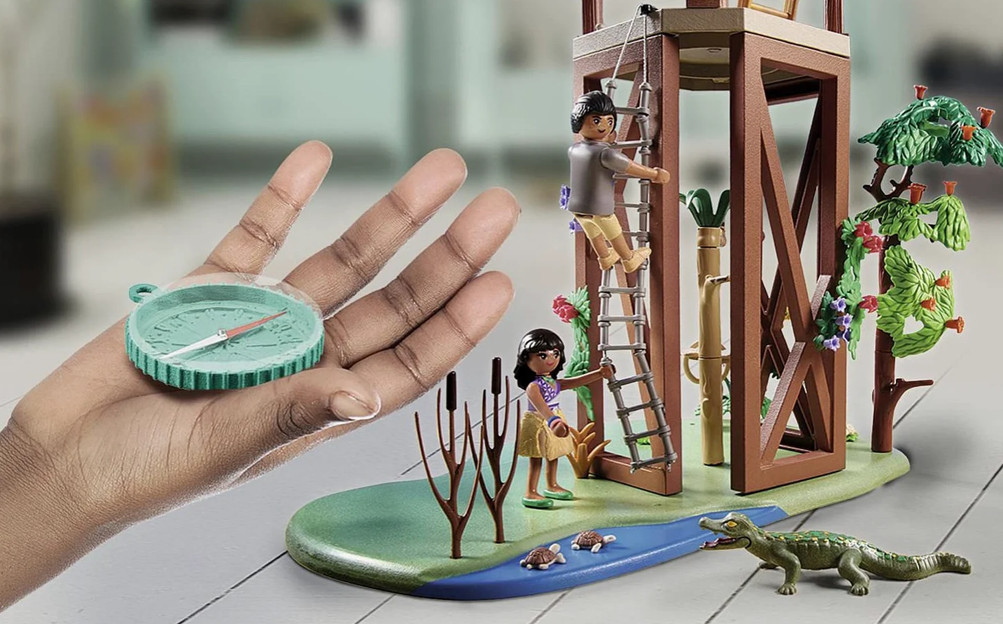 PLAYMOBIL Wiltopia 71008 Centro di osservazione Animali dell'Amazzonia, con Bussola e Animali Giocattolo, Giocattolo Sostenibile per Bambini dai 4 Anni in su