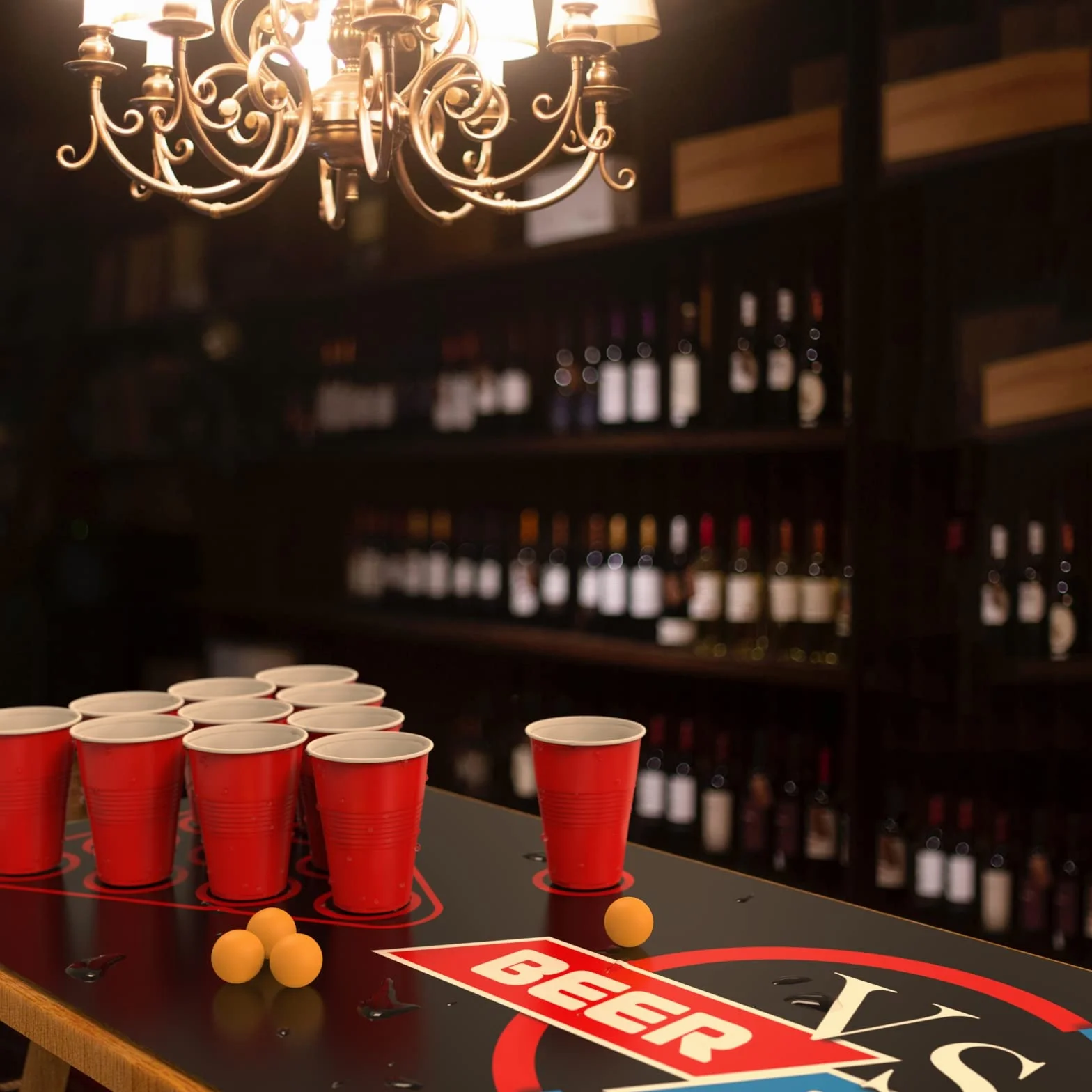 Cieex Beer Pong, Kit Bere Birra-Pong con Tappeto di Gioco, Bicchieri Beer Pong, Palle, Giochi Alcolici per Adulti per Feste, BBQ, Festival, Natale.