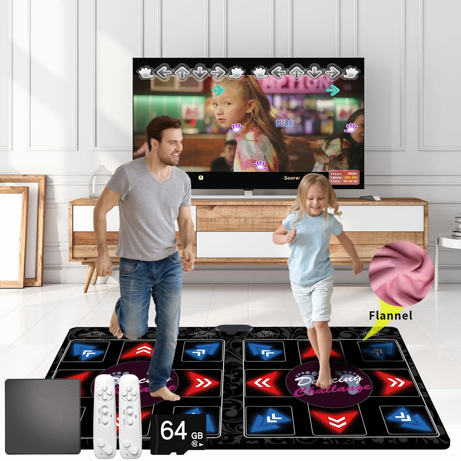 Tappeto da Ballo Fitness HDMI 64GB 899 Giochi 650 Brani Wireless Flanella Premium