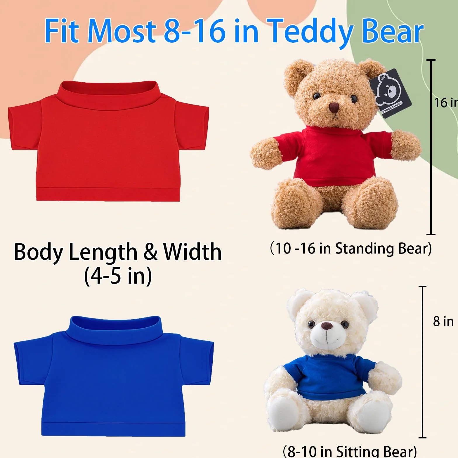 Vestiti Personalizzati per Oorsacchiotti con Nome del Foto, Abbigliamento Personalizzato Animali Peluche Adatto a Orsi di Peluche di 20-40 cm, Abbigliamento Personalizzato per Bambole