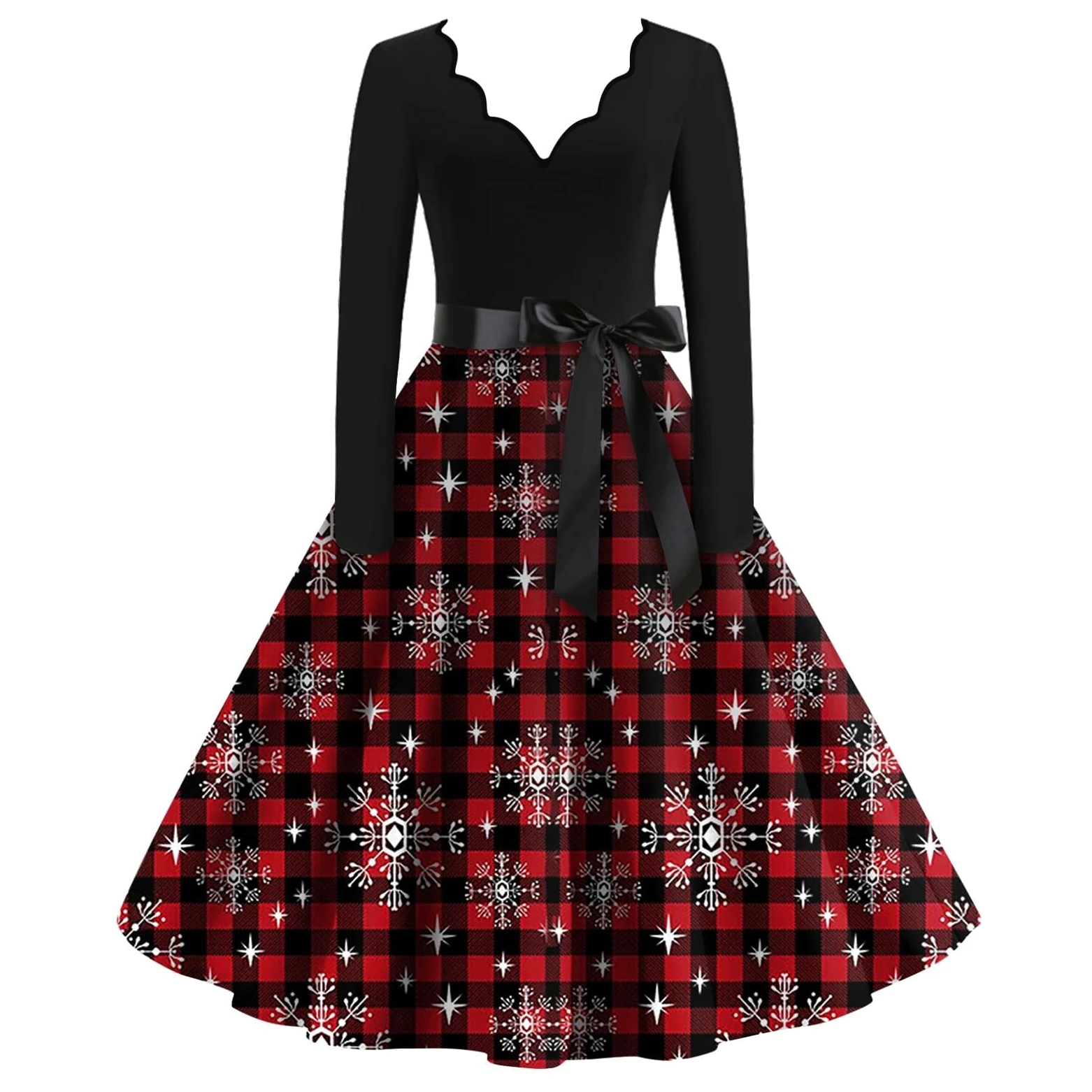 Vestito natalizio da donna, a maniche lunghe, sexy, per il nuovo anno, maxi abiti a linea vintage, con stampa natalizia, abito festivo da donna, abito estivo sexy