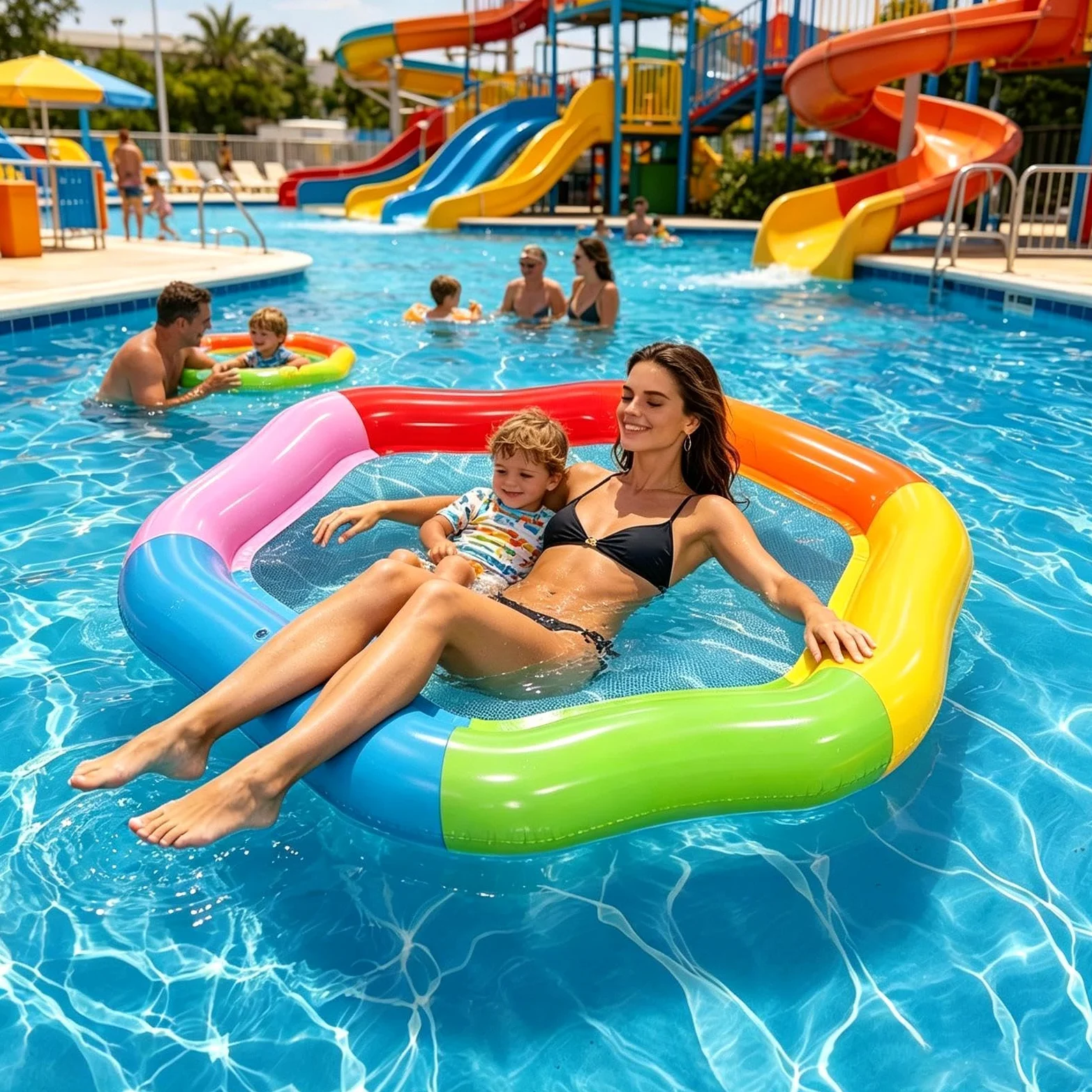 Materassini Gonfiabili Da Piscina Tappetino Esagonale Gonfiabile Colorato | Galleggiante Da Piscina Per Lago Mare Spiaggia Fiume Campeggio Interno Esterno All'Aperto Donne Uomini