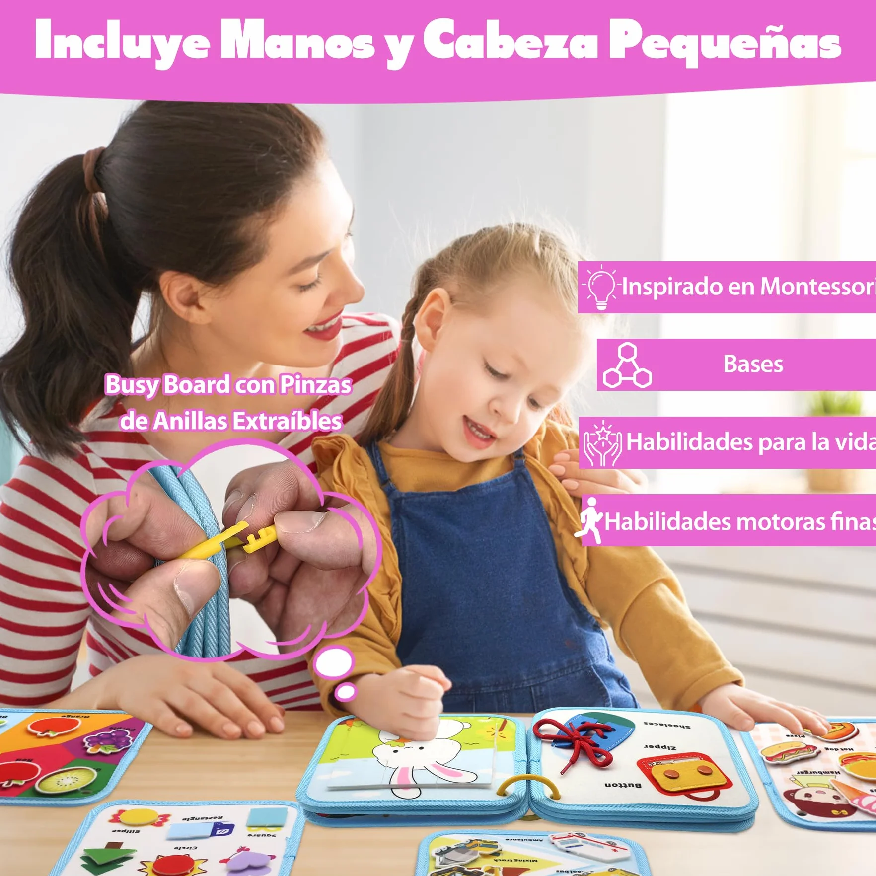 Busy Board Montessori 1 2 3 Anni, 12 in 1 Giochi Bambini Educativi Tabellone Attivitài 1 Anno, Feltro Quiet Book, Pannello Sensoriale Montessori Giocattoli Regalo, Libro Montessori Interattivo