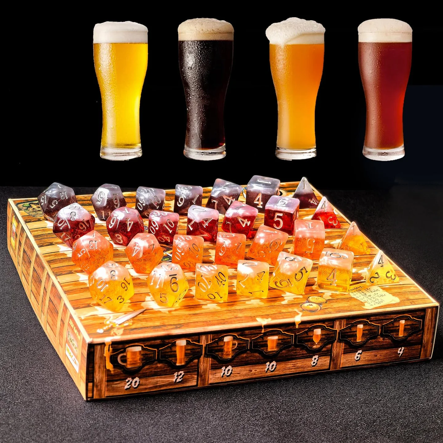 The Tavern Drinking Game, set di dadi poliedrici per birra, per giochi di birra o PRG (28 pezzi set di birra originale)