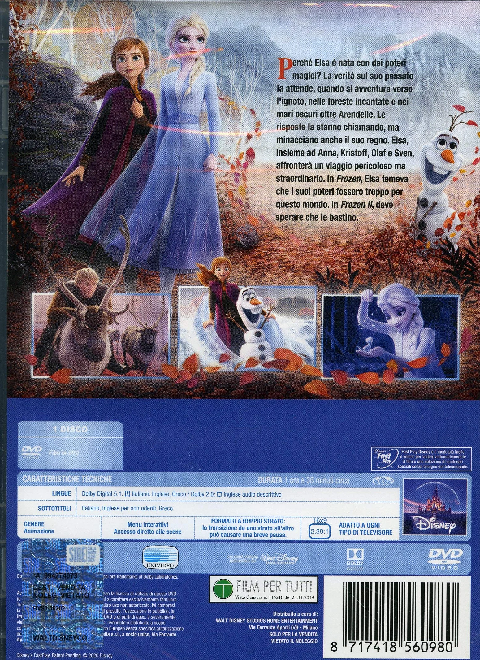 Frozen Ii Il Segreto Di Arendelle ( DVD)