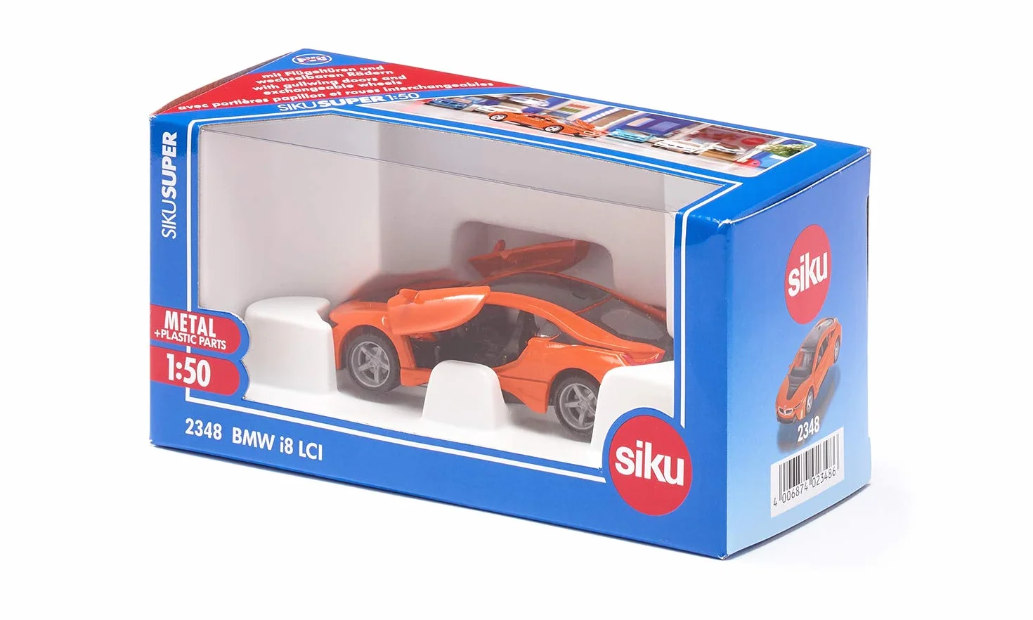 Siku BMW i8 LCI 1:50 Orange/Schwarz Metall/Kunststoff
