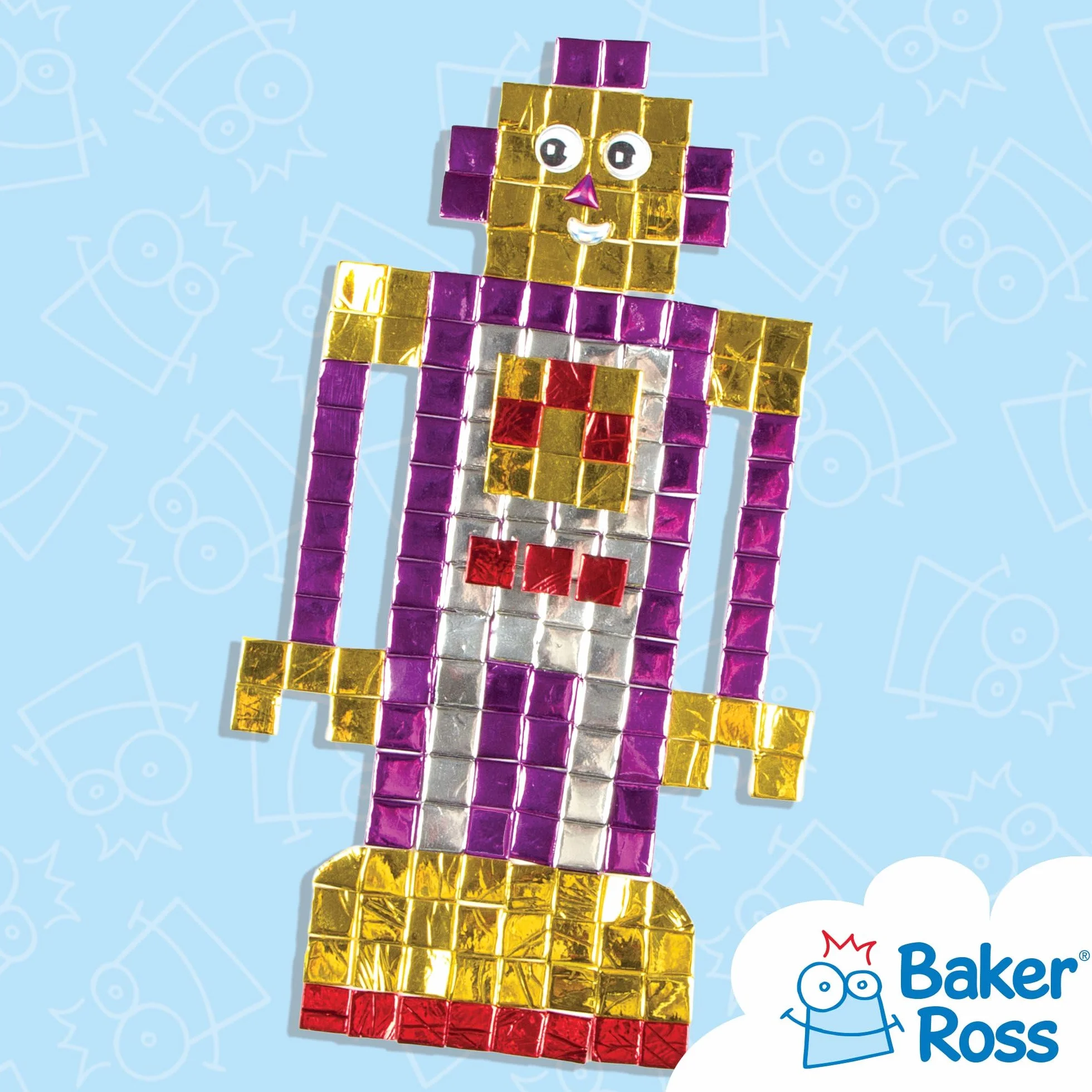 Baker Ross Tesselli per Mosaico Metallizzate in Gommapiuma Autoadesiva, Ideali per Creazioni Fai da Te Natalizie (confezione da 1440)