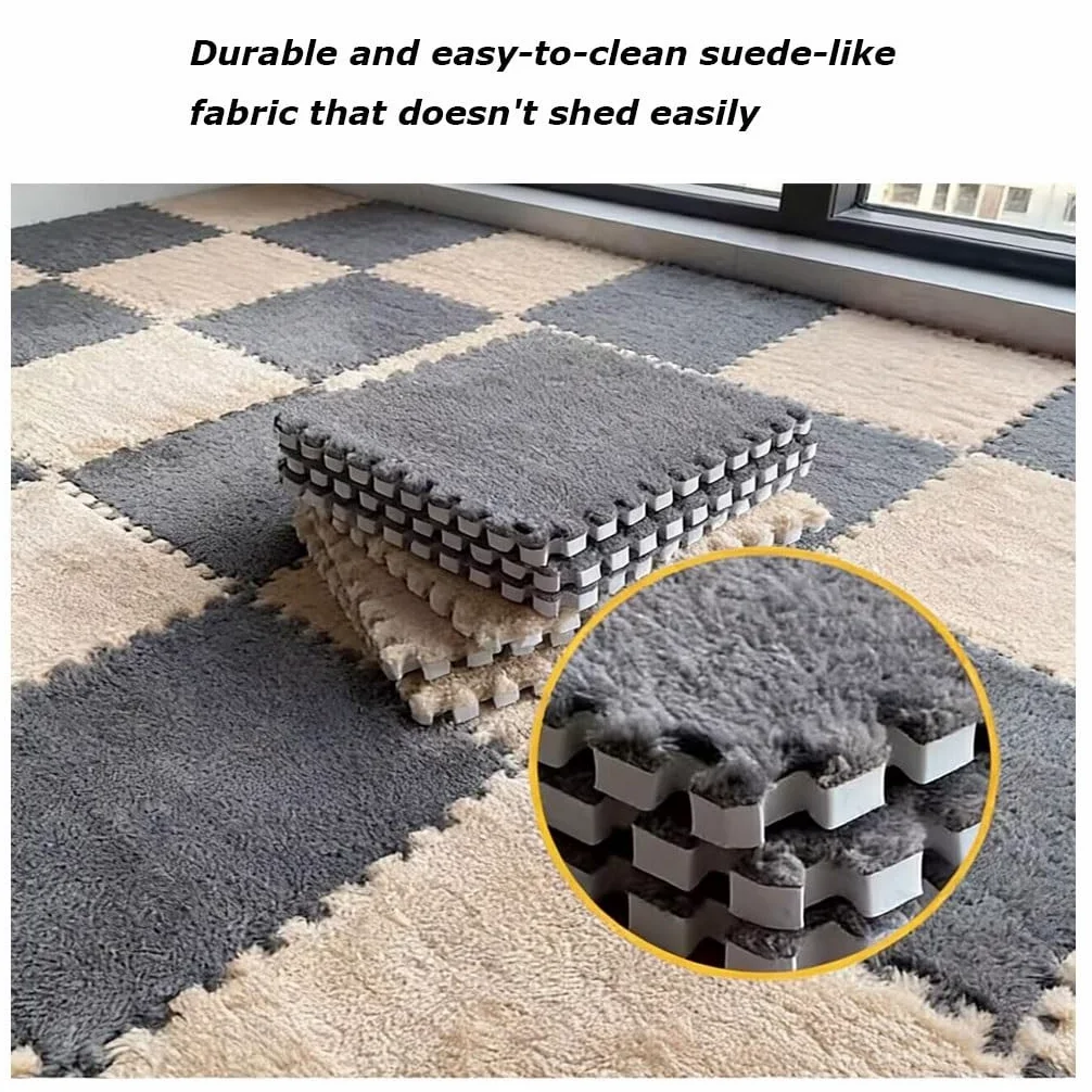 12 tappetini puzzle in schiuma ad incastro con bordi – blu cielo e blu scuro morbido tappeto piastrelle per soggiorno e camera da letto ideale per aree giochi per bambini e decorazioni per la casa