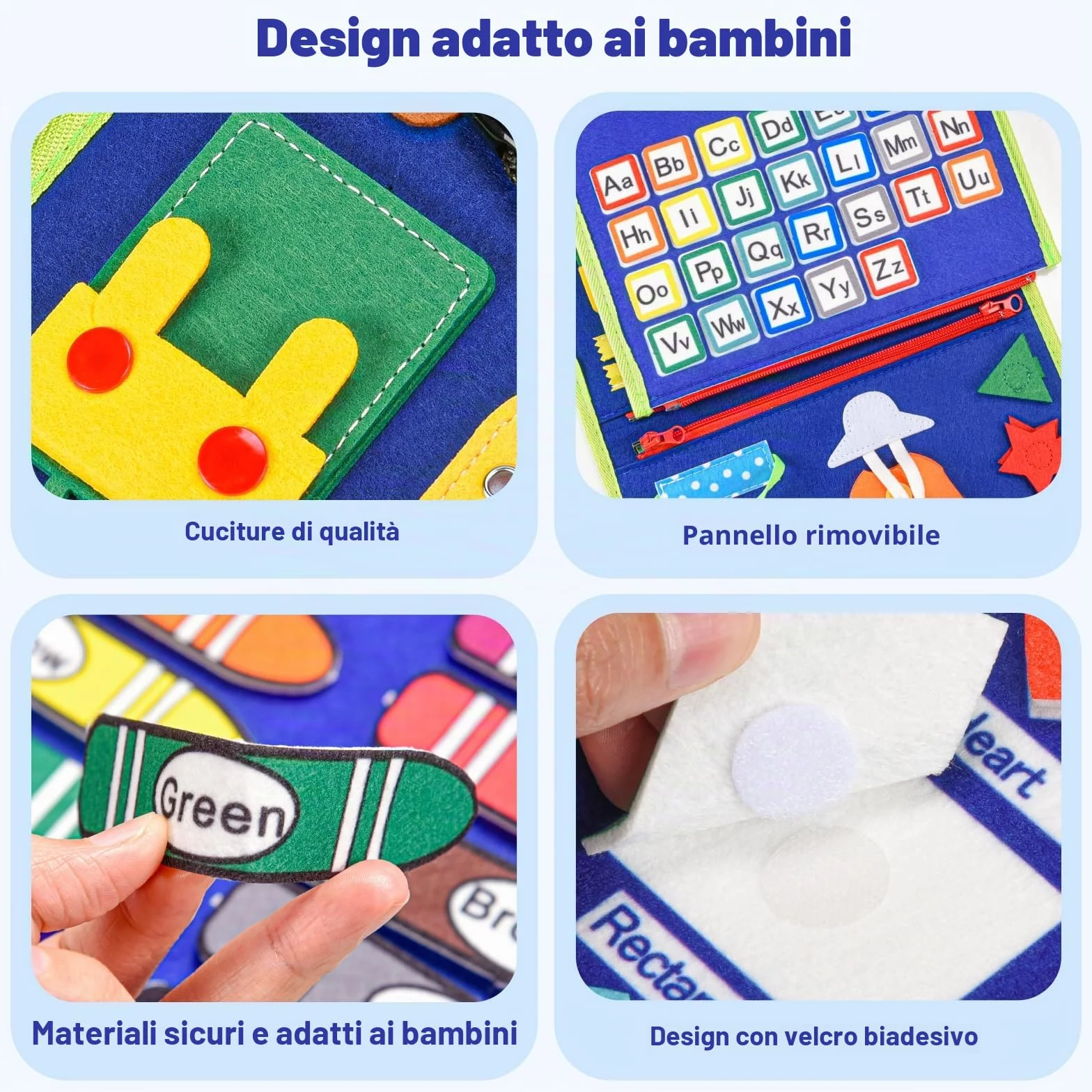 Asten Busy Board Giocattoli Montessori, Libri Busy per Bambini Piccoli, Tavola Sensoriale Libro di Attività Educative Silenziose per Bambini Piccoli, Giocattoli da Viaggio per Bambini per Aereo Auto