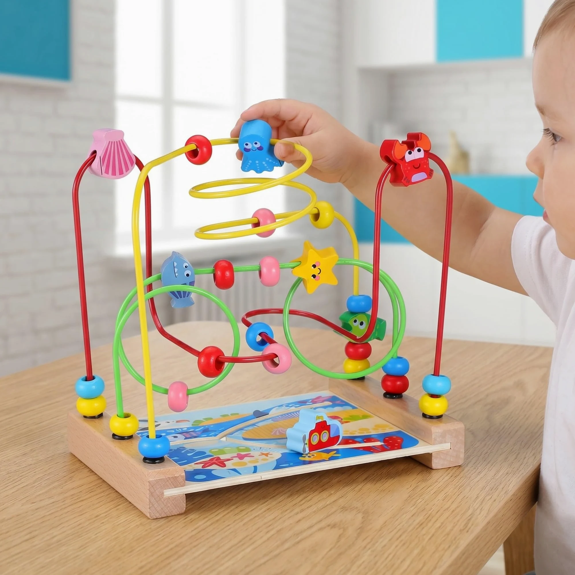 VANZACK Labirinto per Perline Bead Maze Roller in Legno 1 Pezzo | Giocattolo Educativo Precoce, Decorazioni Scuola, Compleanno e Festività