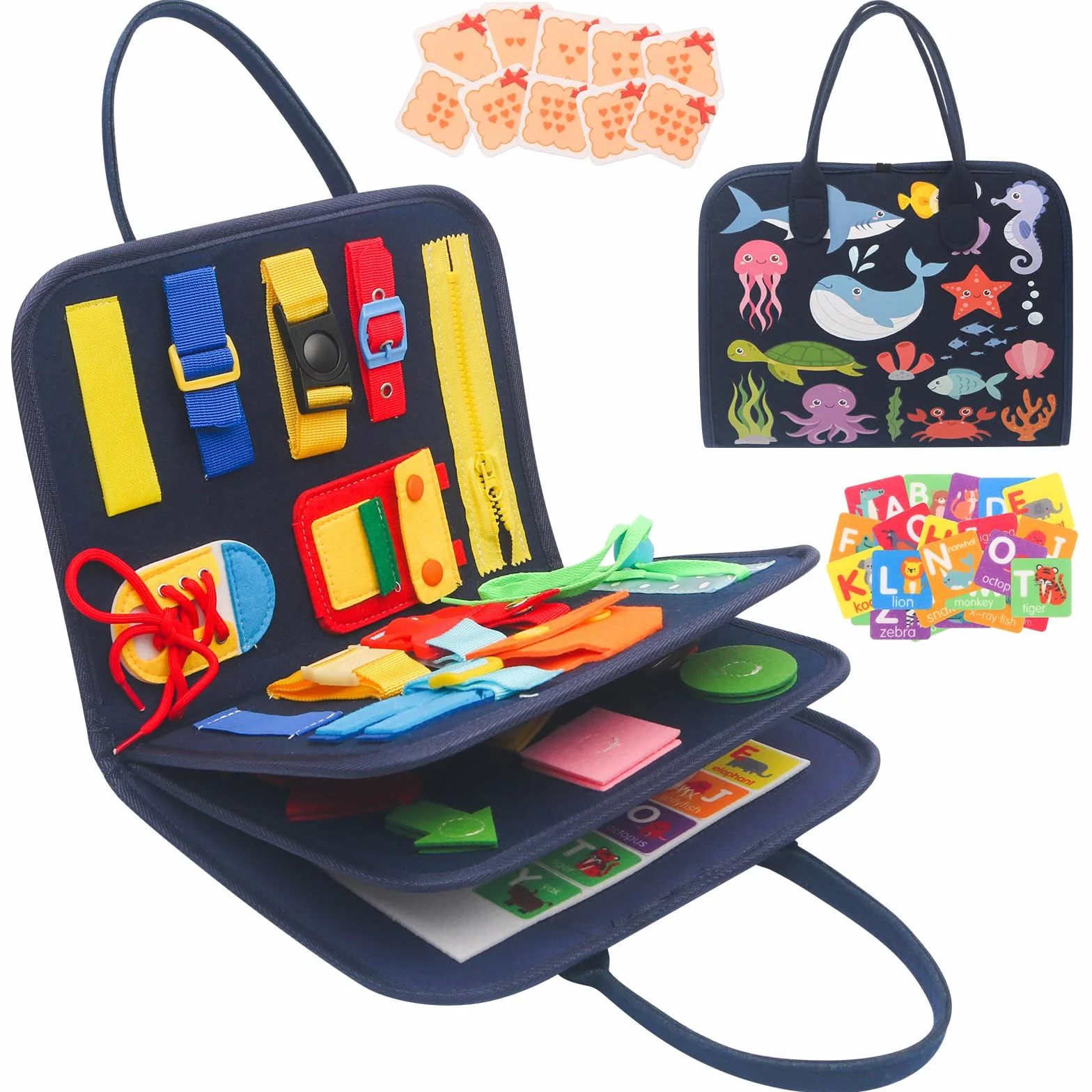 Withosent Busy Board per Bambini a 4 Strati, Activity Board Portatile Montessori Giocattoli Baby Sensory Board a Partire dai 3 4 Anni di età, per Imparare Le conoscenze di Base