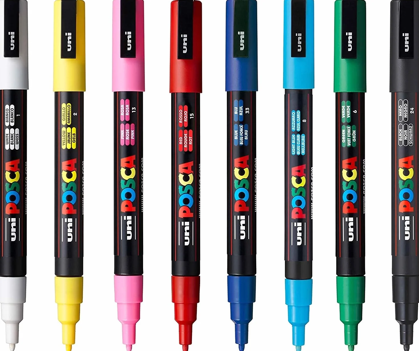 POSCA Pennarelli 8-set punta rotonda fine colori primari