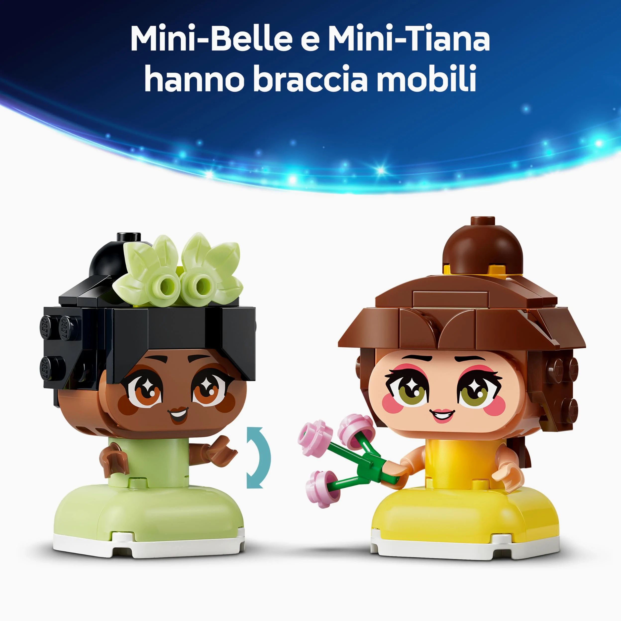 LEGO | Disney Princess Mini-Belle e Mini-Tiana con Castello Giocattolo - con 2 Mini Bamboline e Accessori - Decorazione Fai Da Te - Regalo da Collezione per Bambine e Fan da 5 Anni in su - 43291