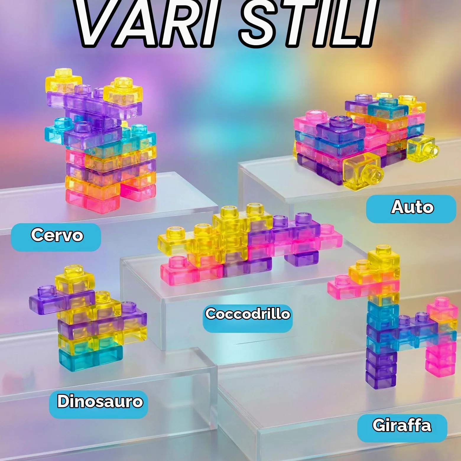Blocchi da Costruzione Sensoriali, 40 Pezzi Jelly Blocchi, Gioco Espandibili, Morbidi e Flessibili, Giochi Sensoriali
